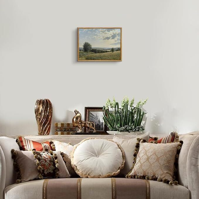 Artzio Framed Vintage Landscape Wall Art, Nature Plant Oil Painting Pictures Canvas, Farmhouse Decor Living RoomBedroom,New Home Gift Ideas,8X10In Ready To Hang