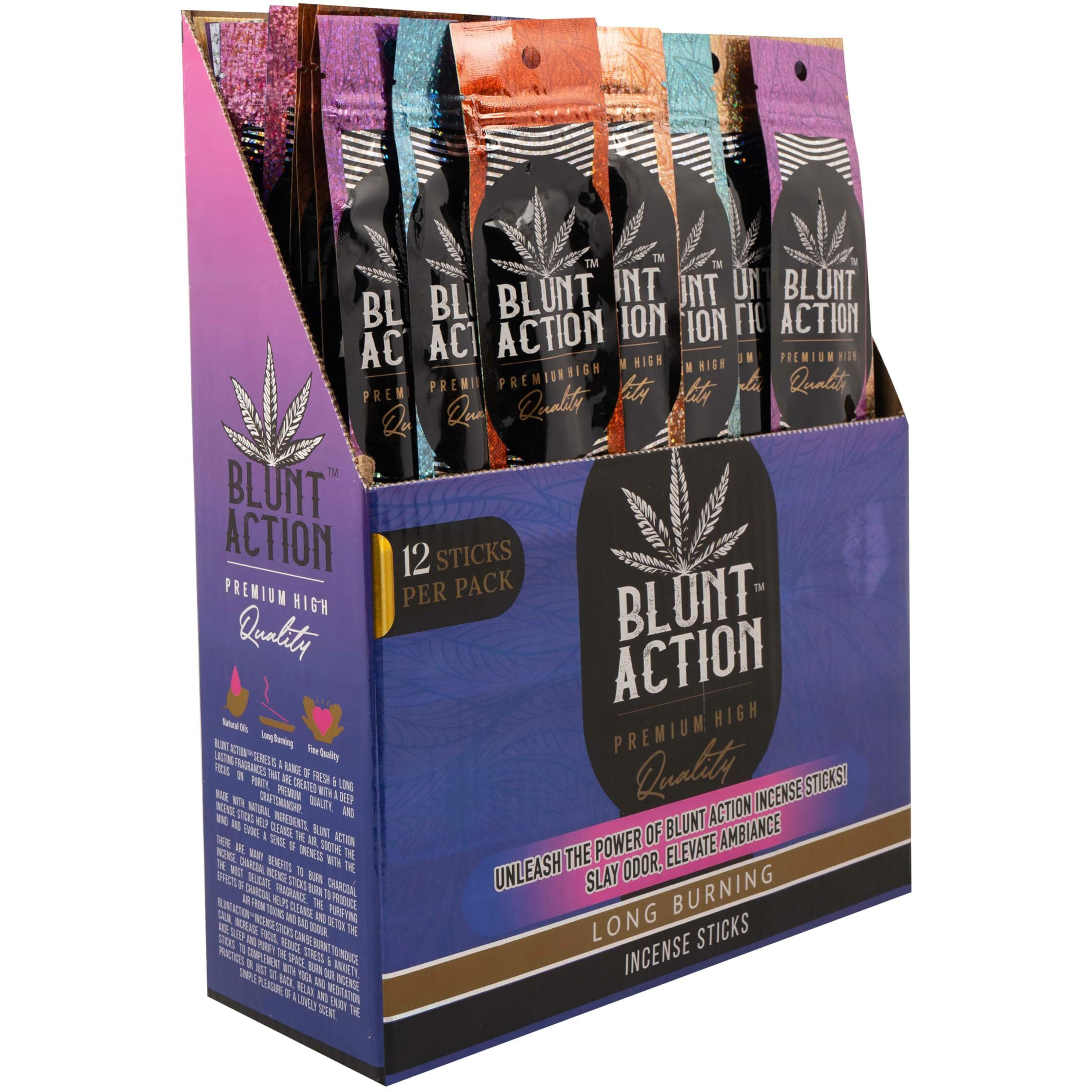 Tulasi Blunt Action Incense Sticks, 12 Packs, 144Pc, Long Lasting Fragrance, Natural Essential Oils Hand Rolled Incense Sticks For Aromatherapy, Relaxing, Yoga, Meditation, Prayer
