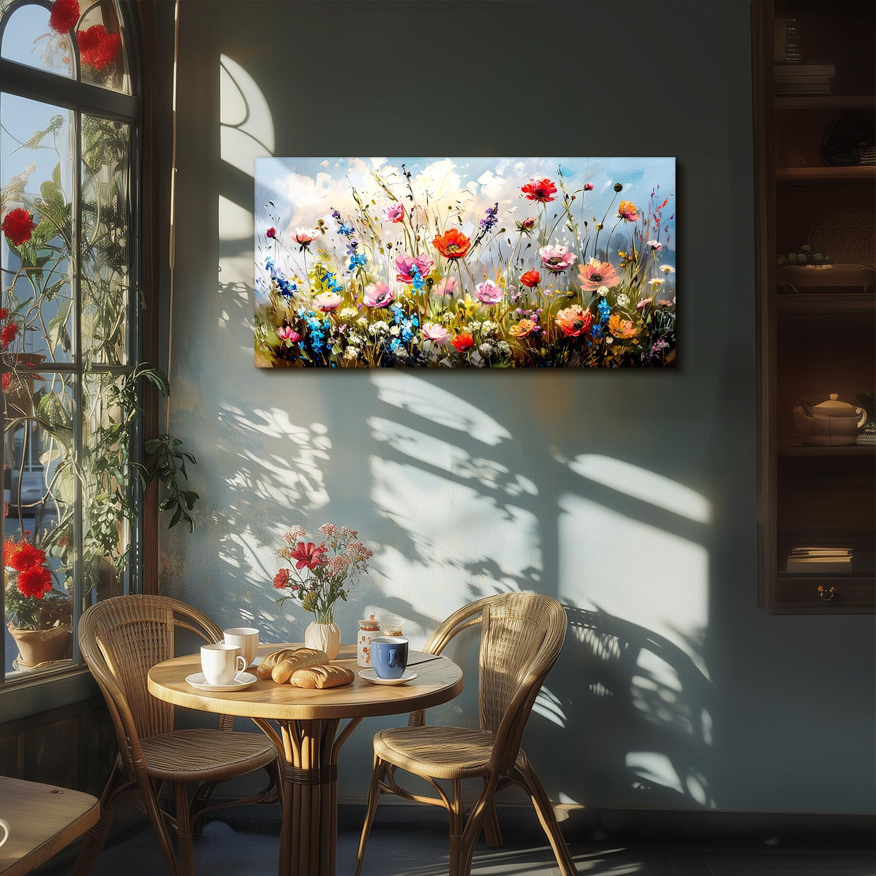 Serimino Large Wall Art For Living Room Canvas Prints, Nature Floral Botanical Farmhouse Wall Decor, Colorful Flower Market Modern Oil Paintings Home Bathroom Decor Aesthetic 24"&quotX48""