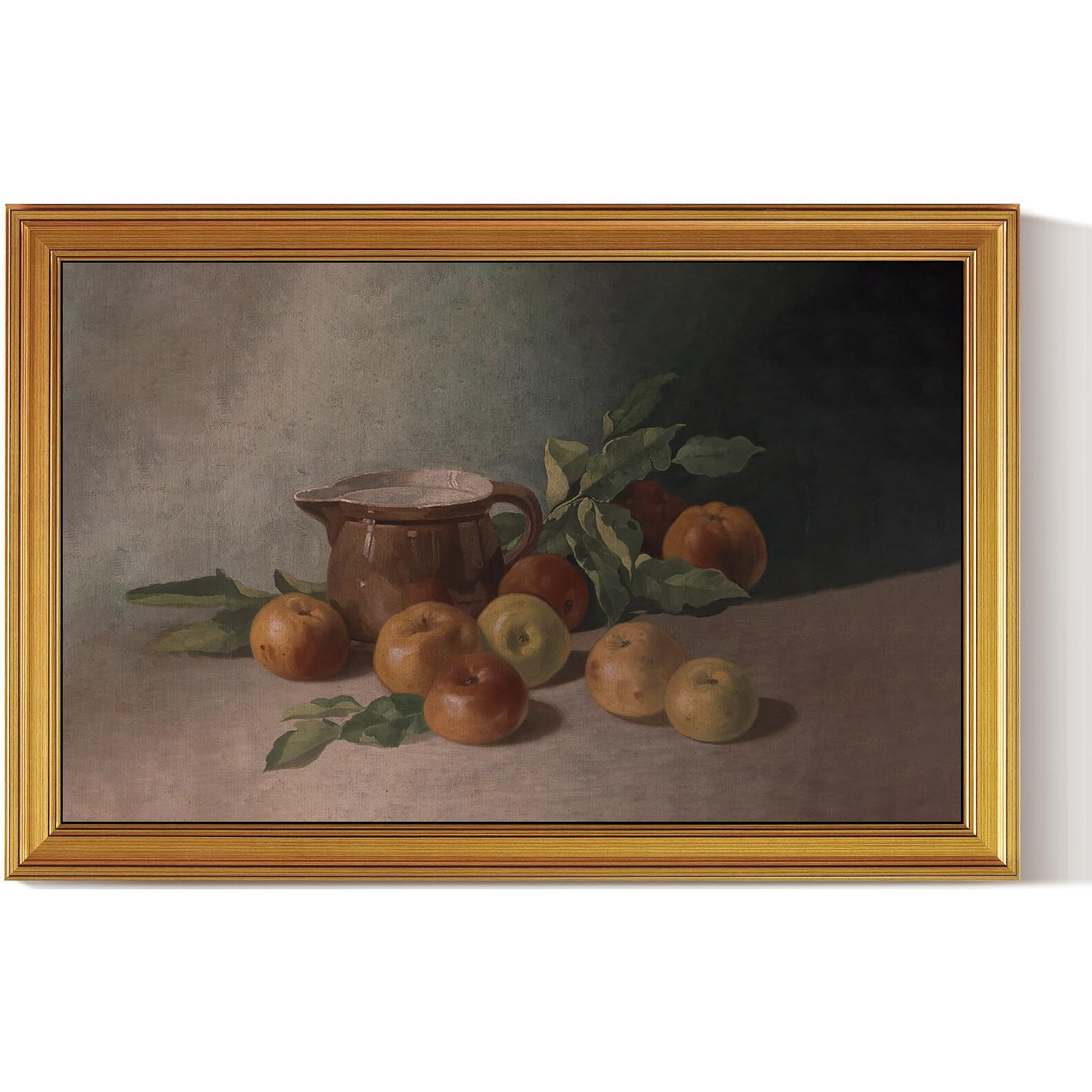 Huarcey Gold Framed Vintage Wall Art For Living Room Harvest Apples Still Life Oil Painting Large Cottagecore Room Decor Picture Canvas Print Farmhouse Fruit Wall Decor Bedroom Kitchen Bathroom 24X36