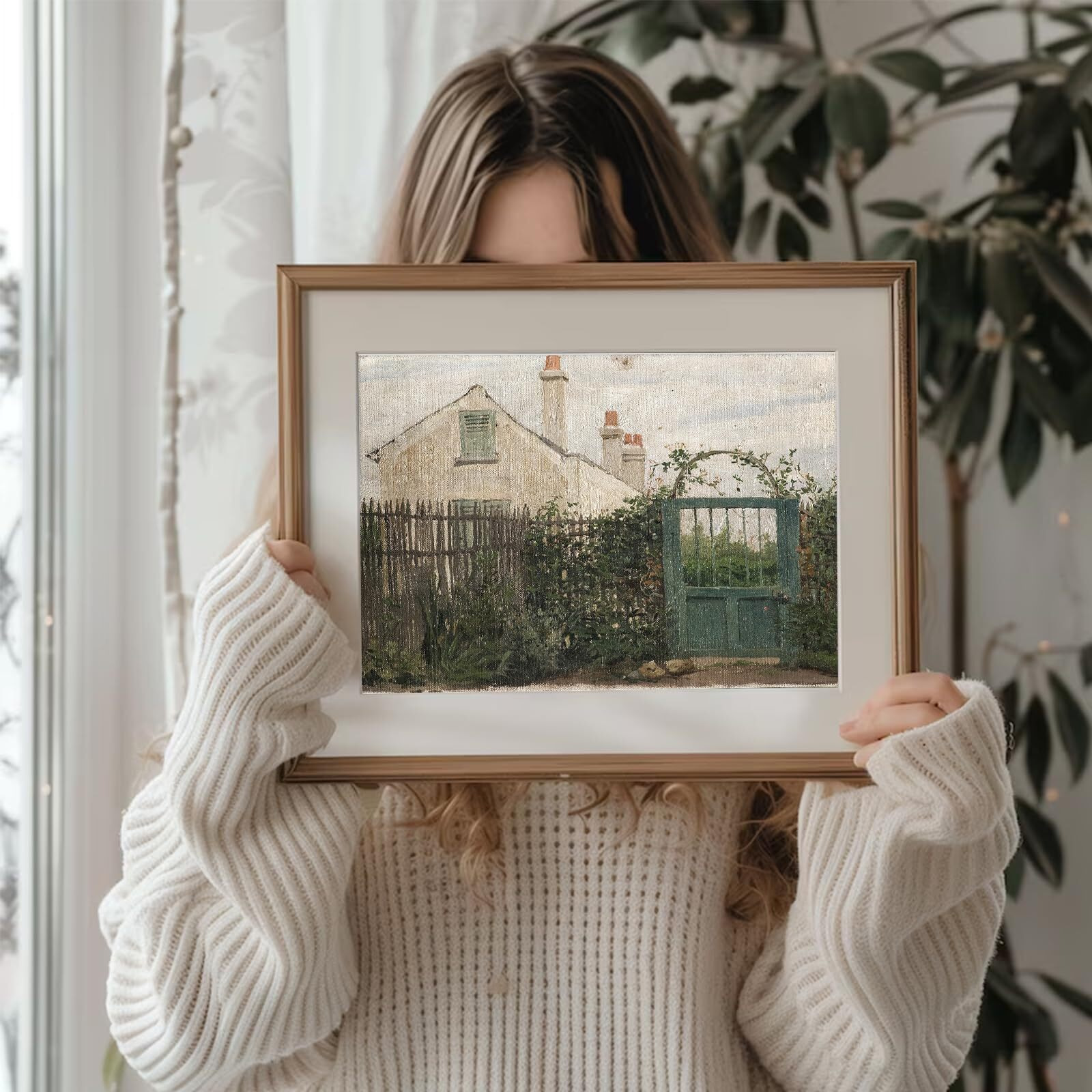 Uniro Vintage Wall Art Prints, Farmhouse Wall Decor , Vintage Country Garden Canvas Oil Painting, V Intage Summer Landscape Artwork Cottagecore Decor, Country Wall Decor For Bedroom, Bathroom, Kitchen, Gallery, Nursery Decor (8"" X 10""-Unframed)
