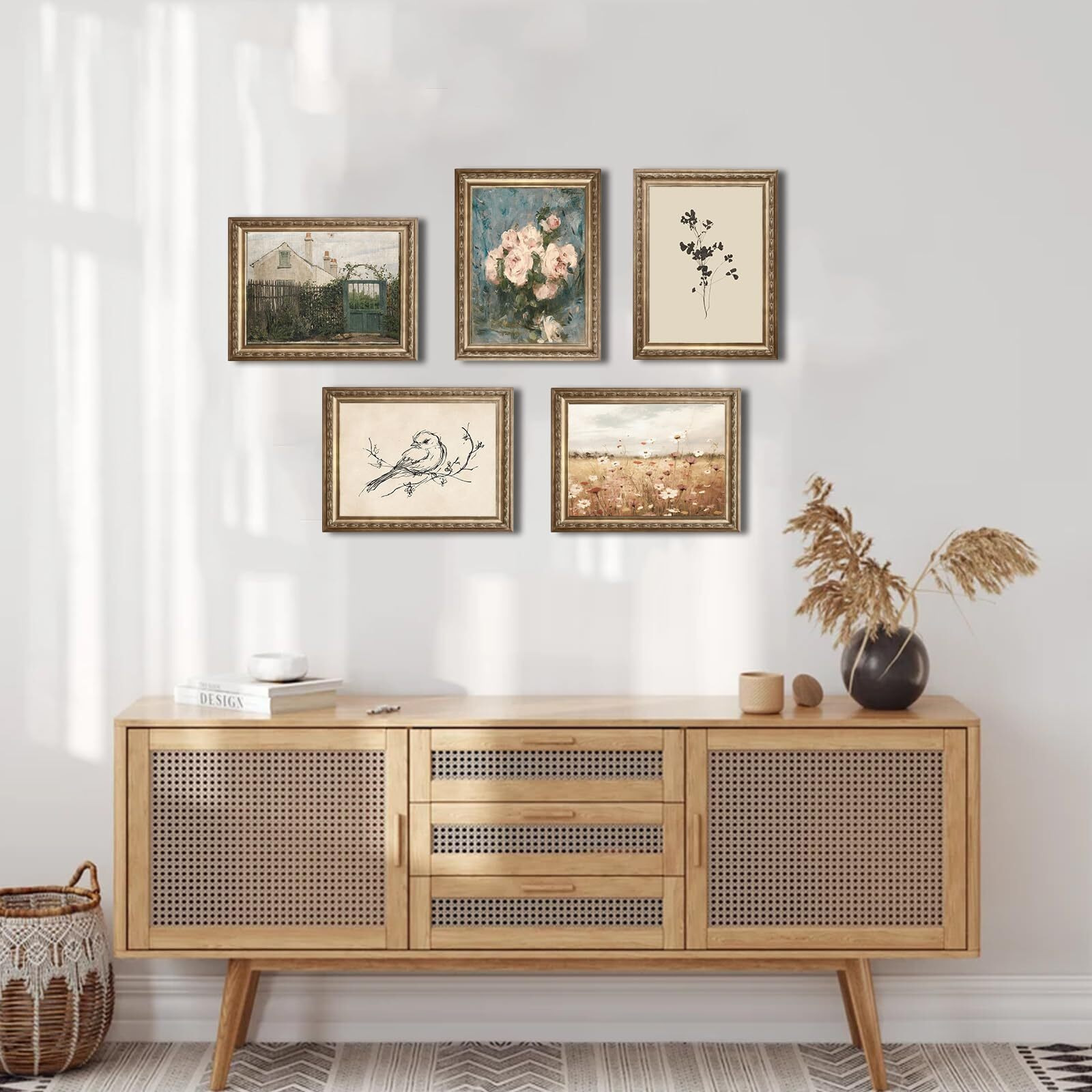Uniro Vintage Wall Art Prints, Farmhouse Wall Decor , Vintage Country Garden Canvas Oil Painting, V Intage Summer Landscape Artwork Cottagecore Decor, Country Wall Decor For Bedroom, Bathroom, Kitchen, Gallery, Nursery Decor (8"" X 10""-Unframed)