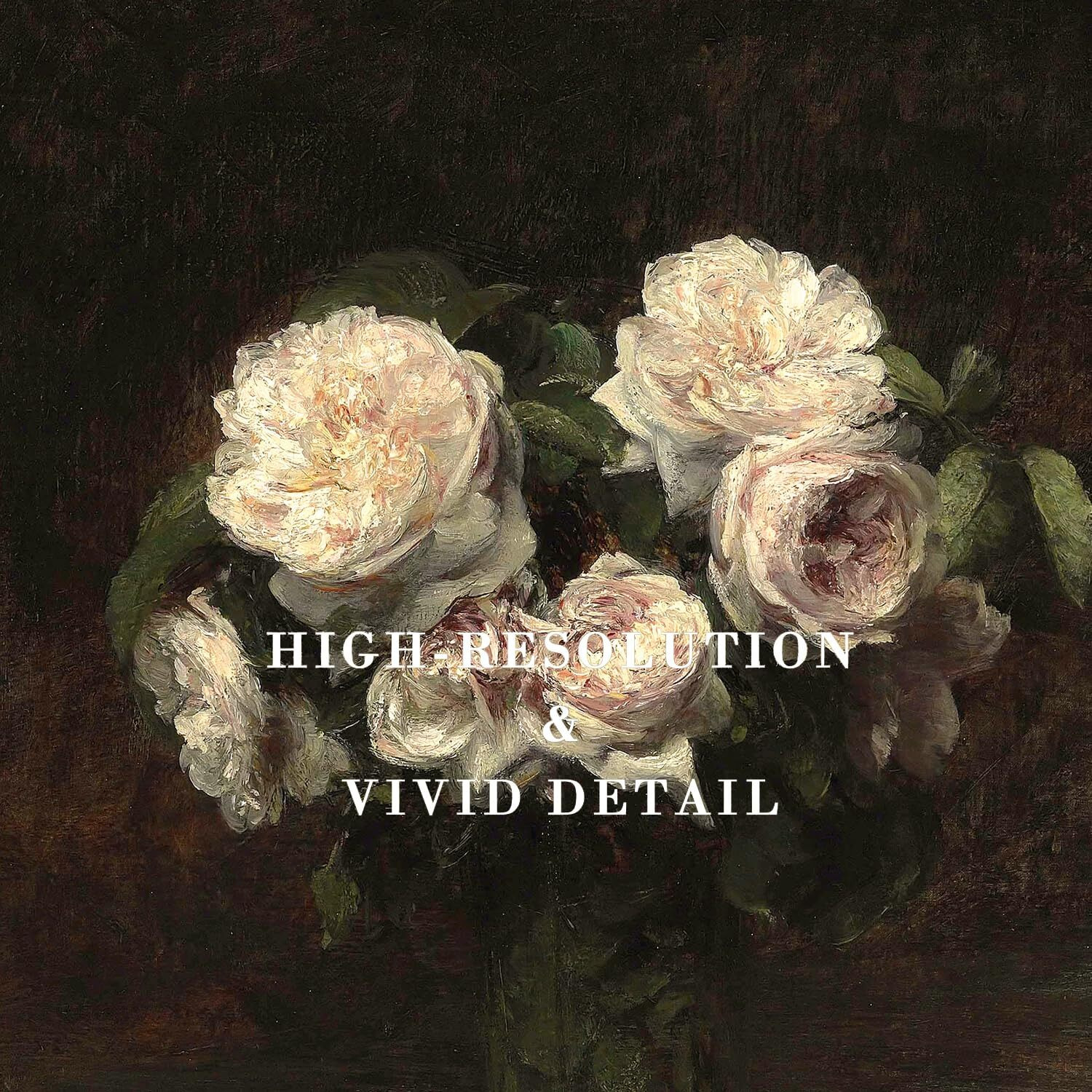 Kizbook Vintage Floral Wall Art Prints, Moody Dark Roses Canvas Oil Painting, Vintage Flower Picture Prints For Wall Decor, French Country Decor For Gallery Kitchen Bathroom Wall Decor( 8"" X 10""-Unframed)
