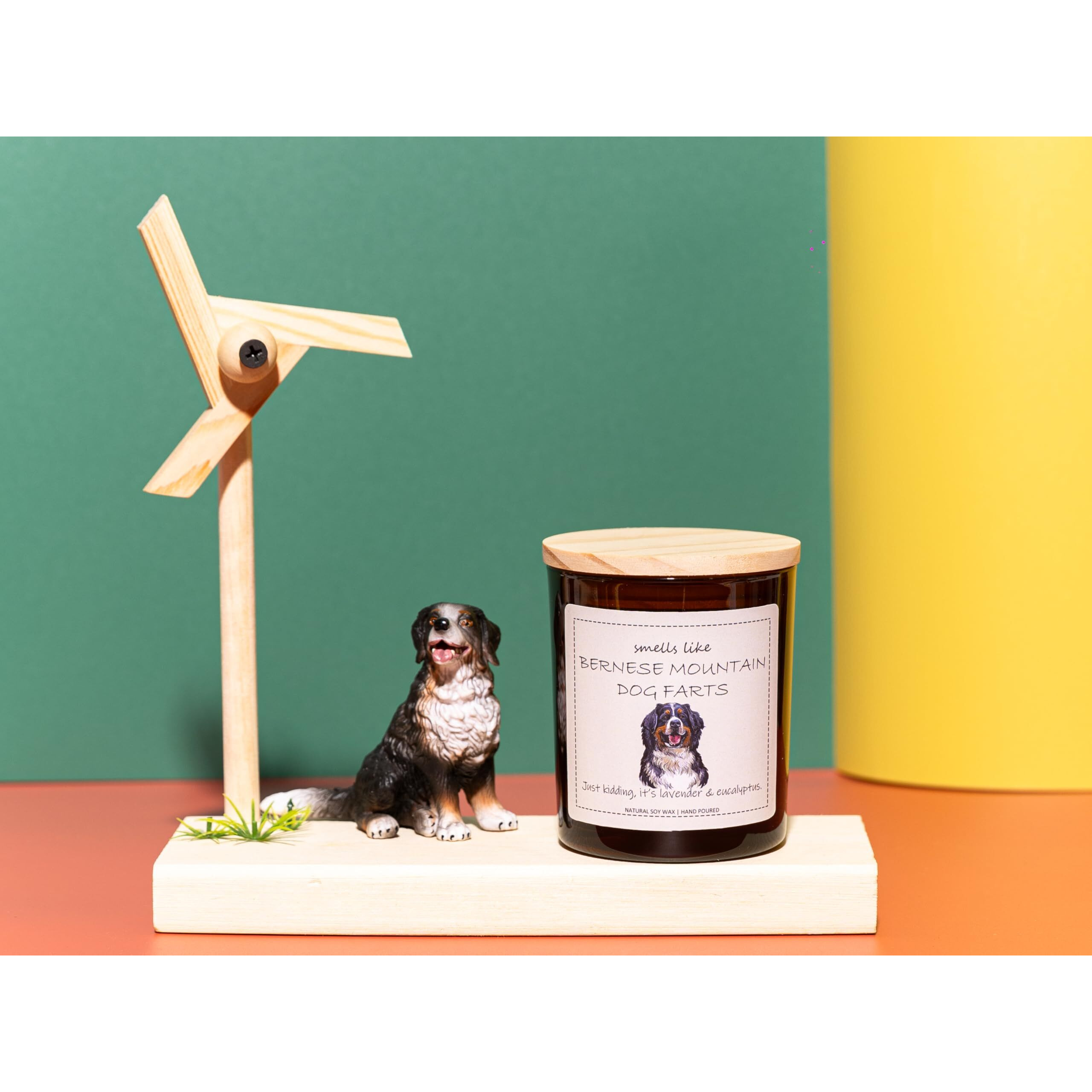 Bernese Mountain Dog Gifts & Decor, Dog Mom Gifts For Women, Smells Like Bernese Mountain Farts Candle - Lavender & Eucalyptus, Crafted By Natural Soy Wax & Natural Essential Oils