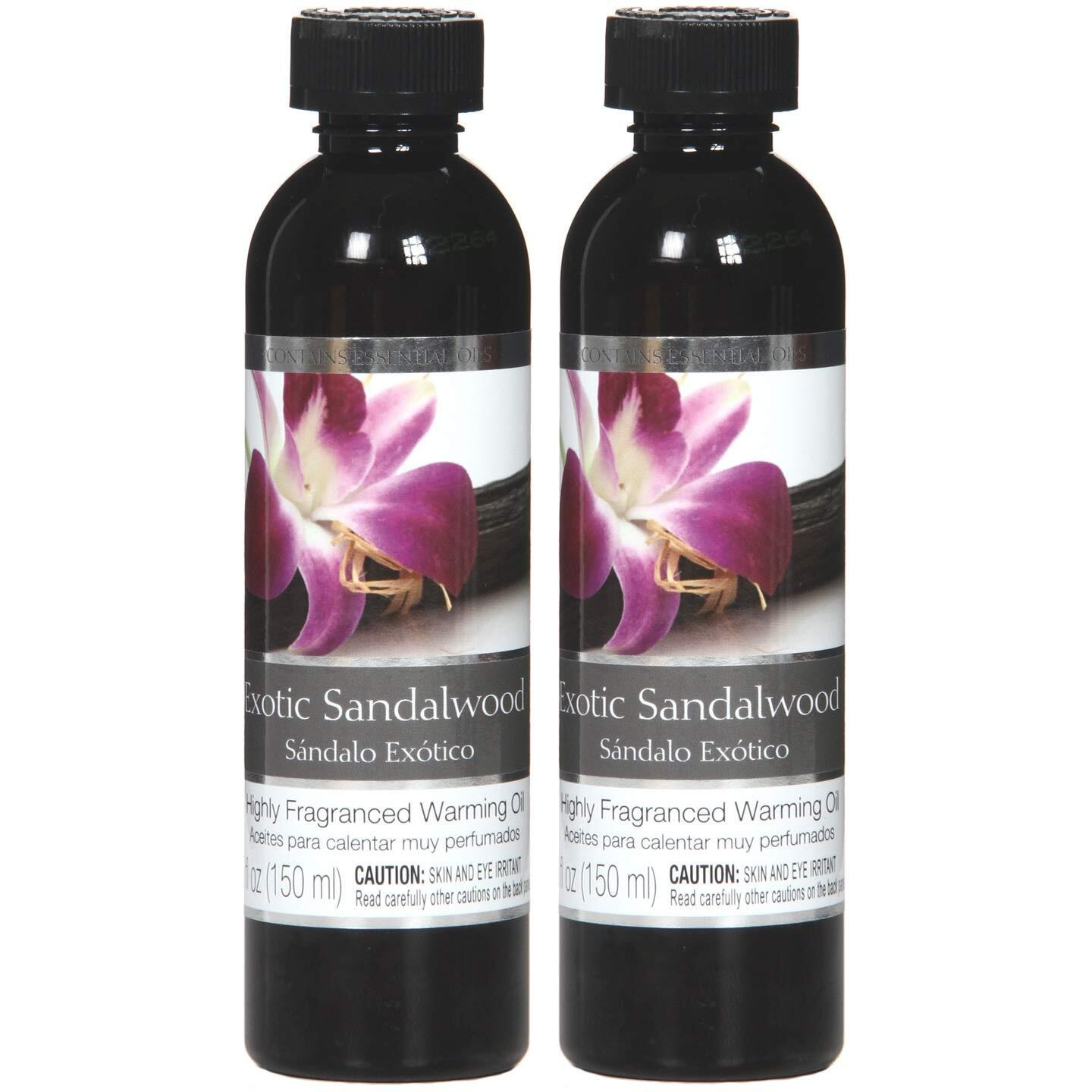Hosley's Set Of 2, 5 Oz Exotic Sandalwood Fragrance Warming Oils. Ideal Gift For Weddings, Spa, Reiki, Meditation, Bathroom Settings. P1