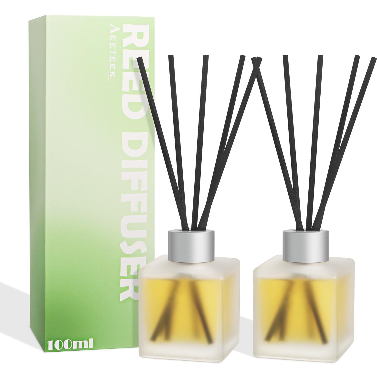 Aeeteek Reed Diffuser, Citrus & Orange Scented Oils Home Fragrance, 3.4Fl Oz(100Ml) Long Lasting Fruity Air Freshener, Essential Oil For Bathroom Guest Room Decor (2 Pack)