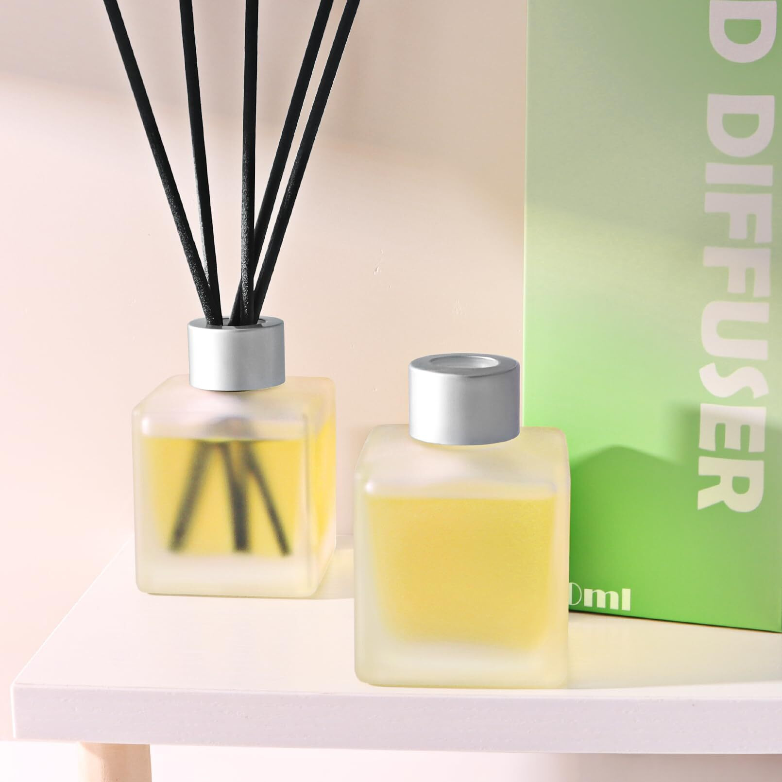 Aeeteek Reed Diffuser, Citrus & Orange Scented Oils Home Fragrance, 3.4Fl Oz(100Ml) Long Lasting Fruity Air Freshener, Essential Oil For Bathroom Guest Room Decor (2 Pack)