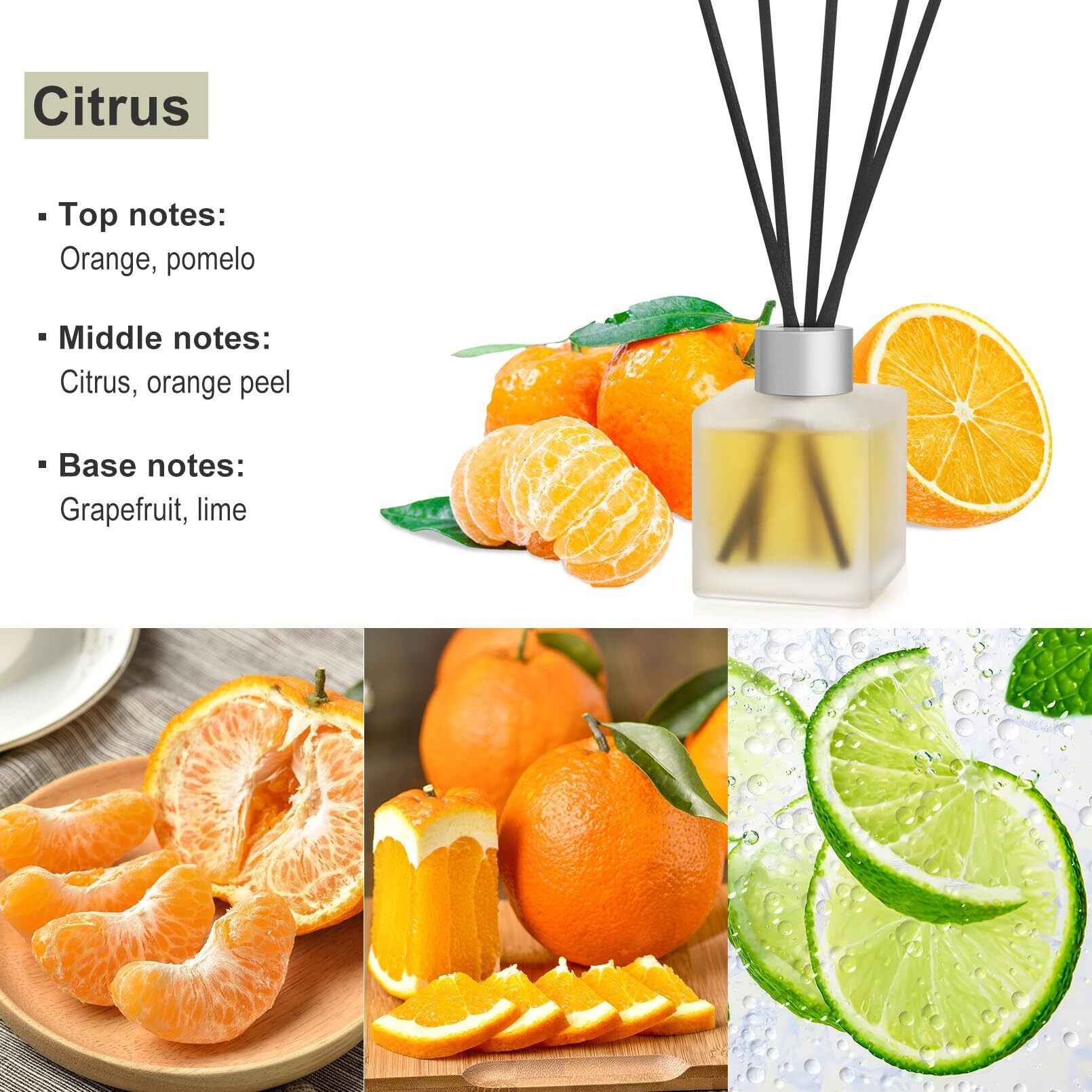 Aeeteek Reed Diffuser, Citrus & Orange Scented Oils Home Fragrance, 3.4Fl Oz(100Ml) Long Lasting Fruity Air Freshener, Essential Oil For Bathroom Guest Room Decor (2 Pack)