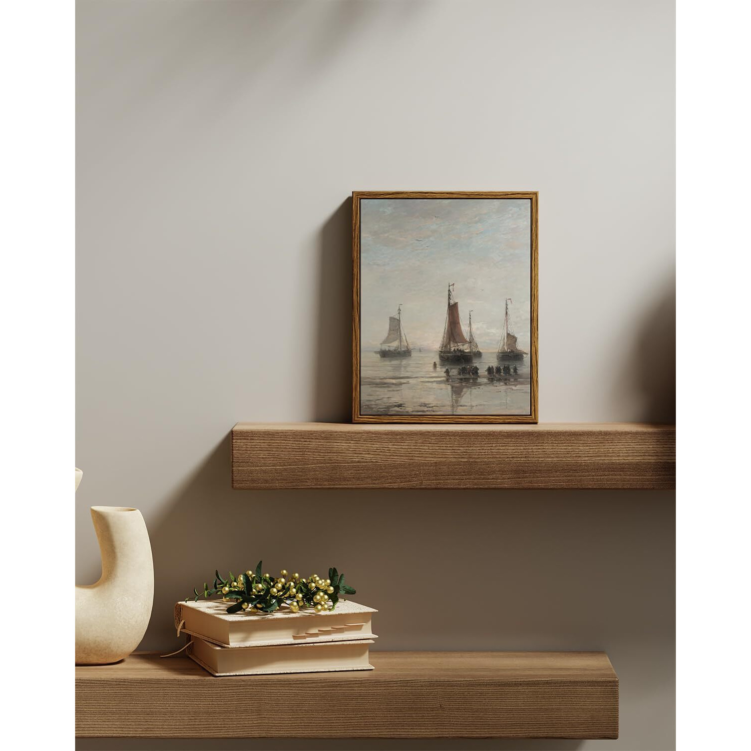 Insimsea Framed Canvas Prints Art Vintage Decor, Room Decor Classical Eclectic Marine Oil Painting Canvas Prints Wall Decorations, Home Office Farmhouse Bathroom Wall Art, 8"&quotX10""