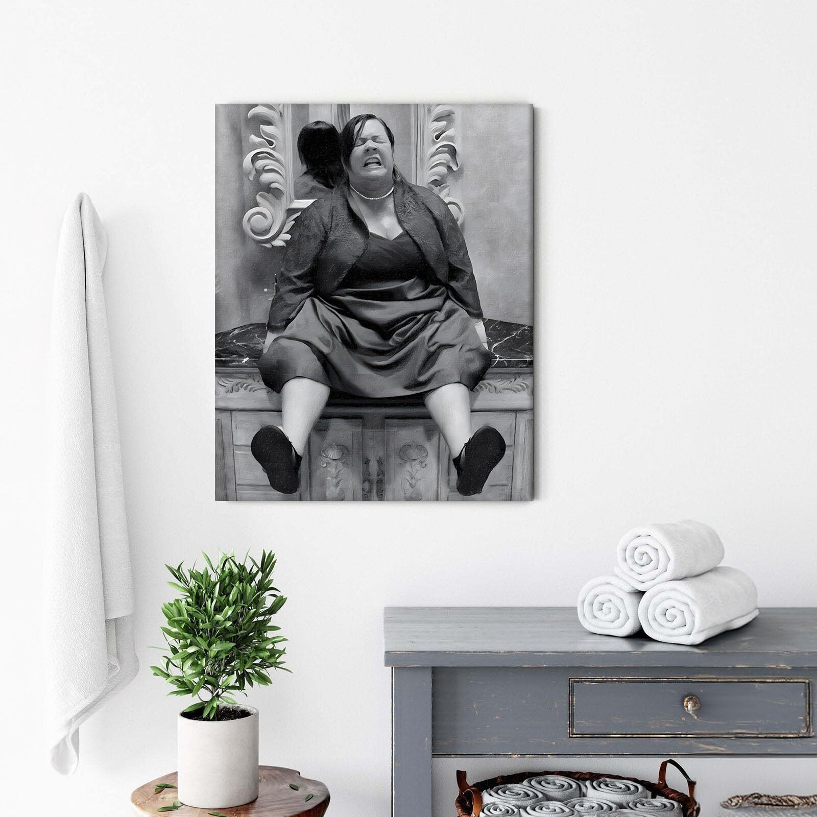 B.B.F Make Funny Framed Canvas Wall Art Bathroom Decor Black And White Comedy Bridesmaids Movies Poster Oil Painting Modern Toilet Artwork For Living Room Dorm Wall Home Decoration (20X24Inch)