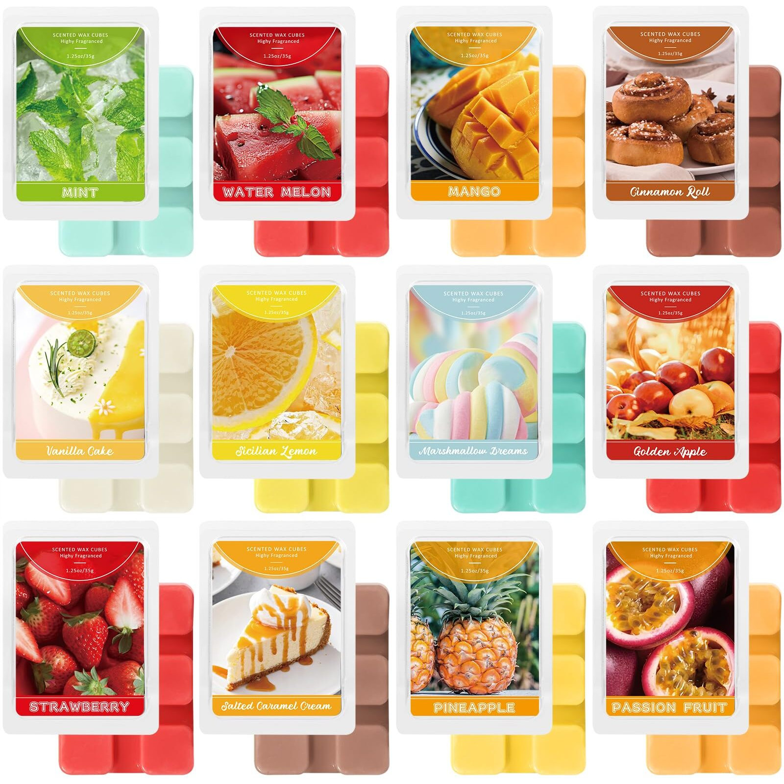 Strn Wax Melts Premium Soy Wax Cubes, Long-Lasting Highly Scented Essential Oils Fragrances Wax Cubes For Warmers Plant Based All Natural Soy Wax Melts - 12 Pack