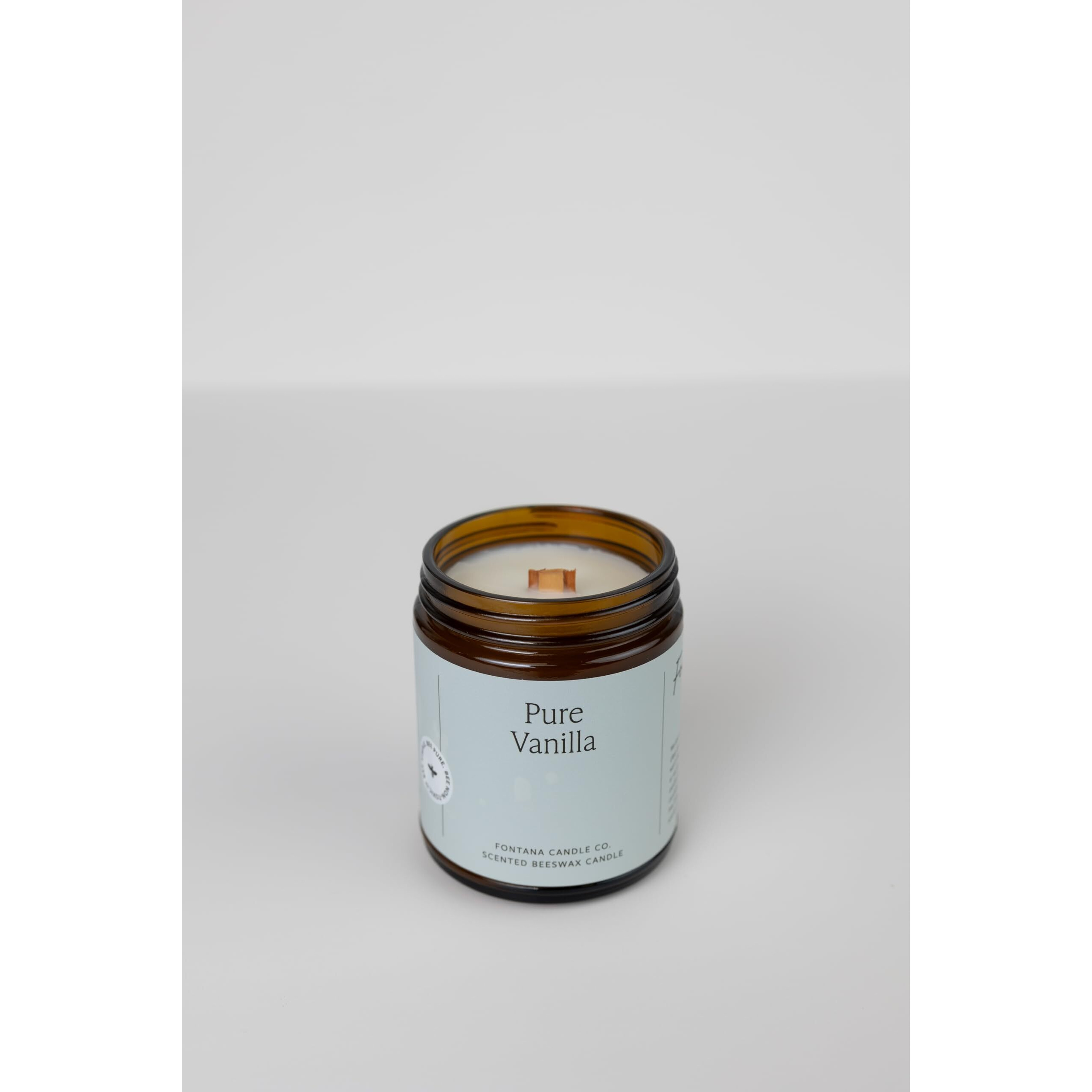 Fontana Candle Co - Pure Vanilla Candle | Lightly Scented Candle | Made From Beeswax And Coconut Oil | Essential Oil | Wood Wick | Long Lasting | Clean Burn And Non Toxic