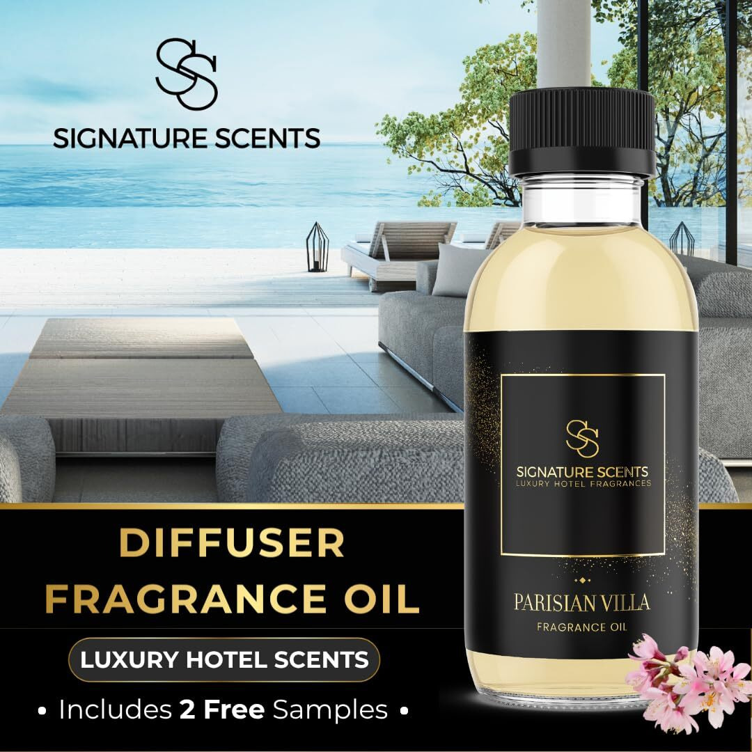 Signature Scents - Luxury Hotel Fragrances - Hotel Fragrance Oil - Diffuser Oil Blends For Aromatherapy (Parisian Villa) 4.05 Fl Oz (120Ml)