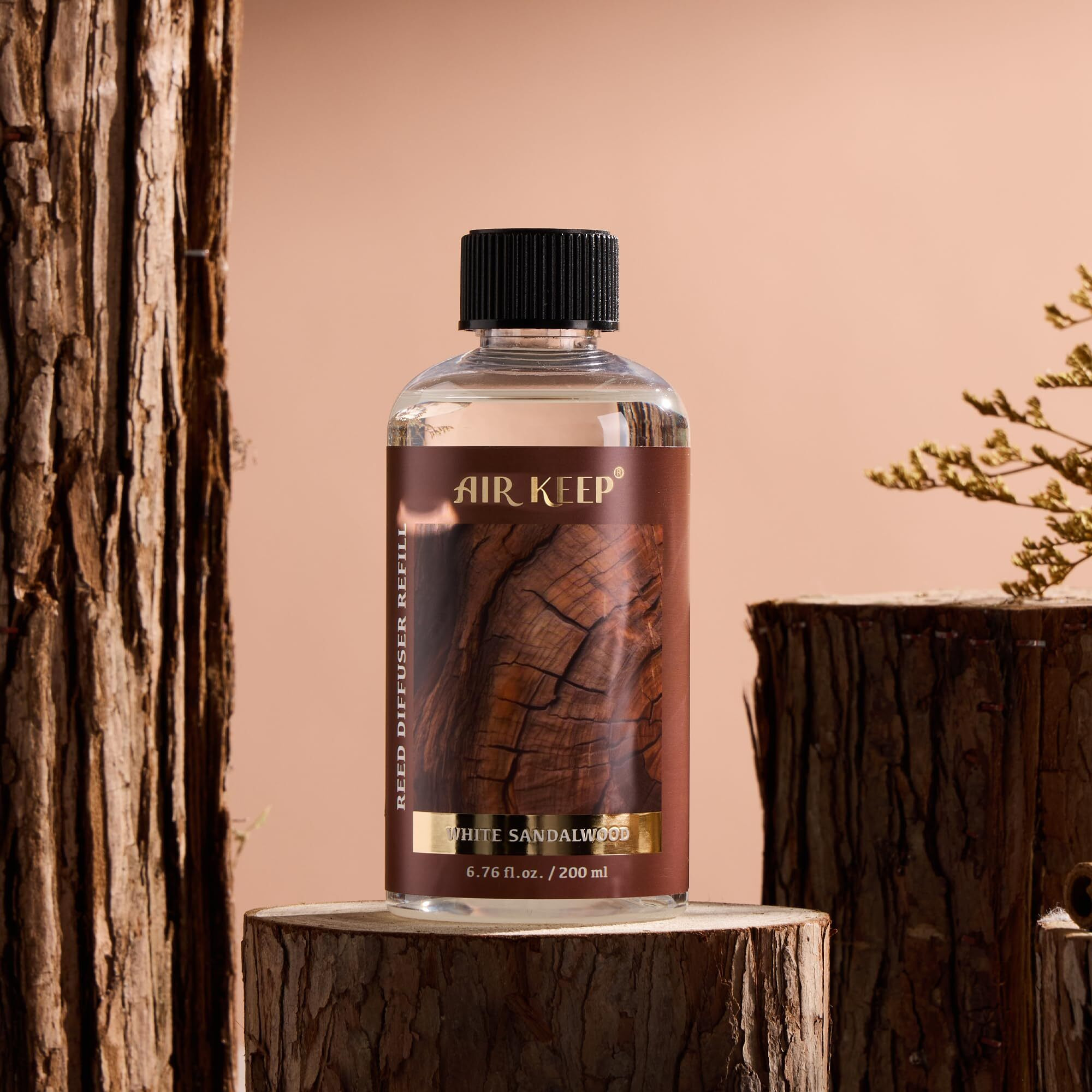 Airkeep Reed Diffuser Oil Refill With Diffuser Sticks, 6.76 Fl Oz(200Ml) Sandalwood Musk Bergamot Scented Oils, Aroma Therapy, Home Fragrance & Air Freshener, Office D  Cor, Decoration