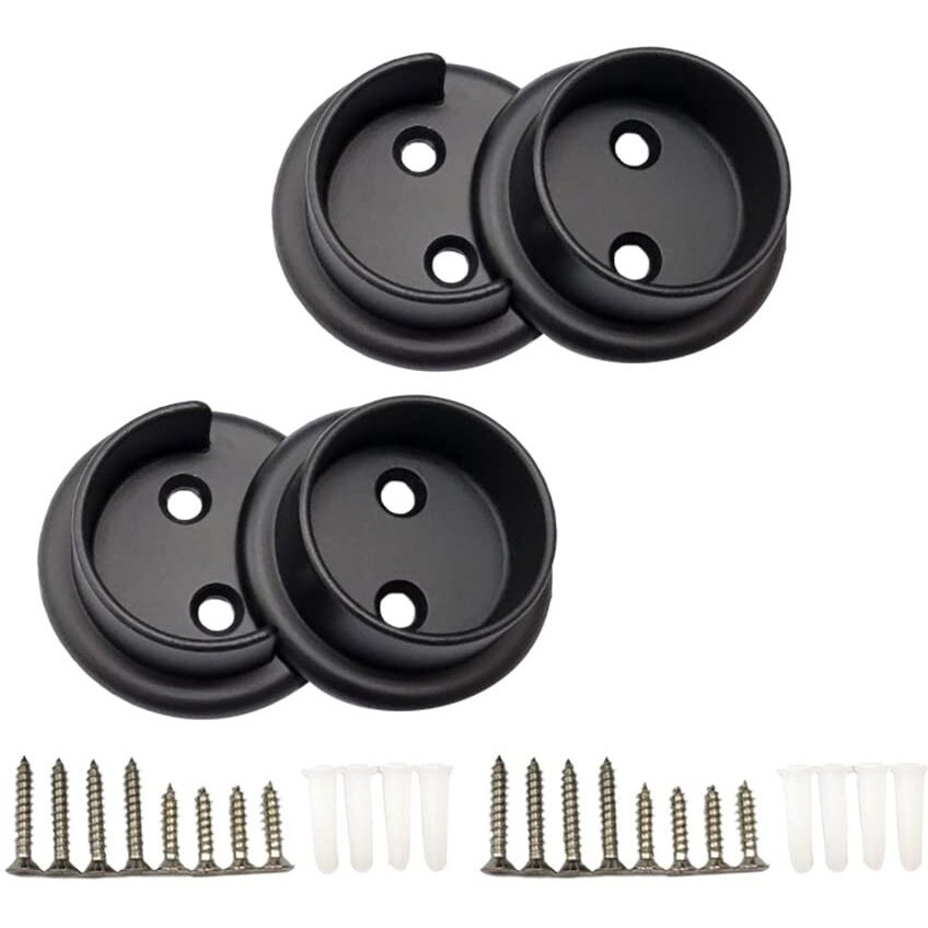 Qcaa Heavy Duty Solid Metal Closet Rod Socket Set, 1-3/8'', Oil-Rubbed Bronze, 2 Pair, Made In Taiwan