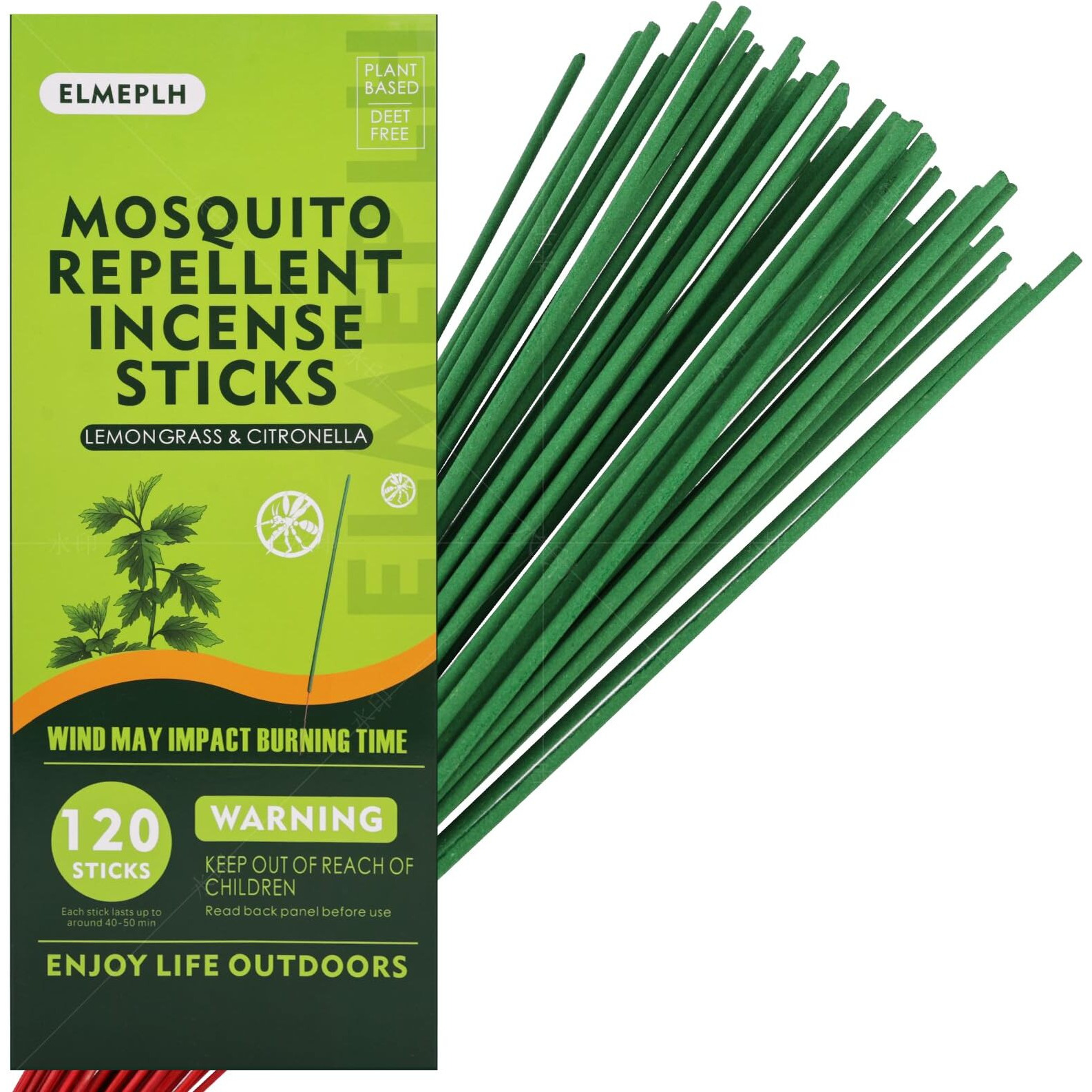 120 Pcs Mosquito Repellent Incense Sticks Outdoor Patio - Deet Free - Lemongrass Oil - Natural Citronella Incense Sticks For Camping, Patio, Hiking,Etc