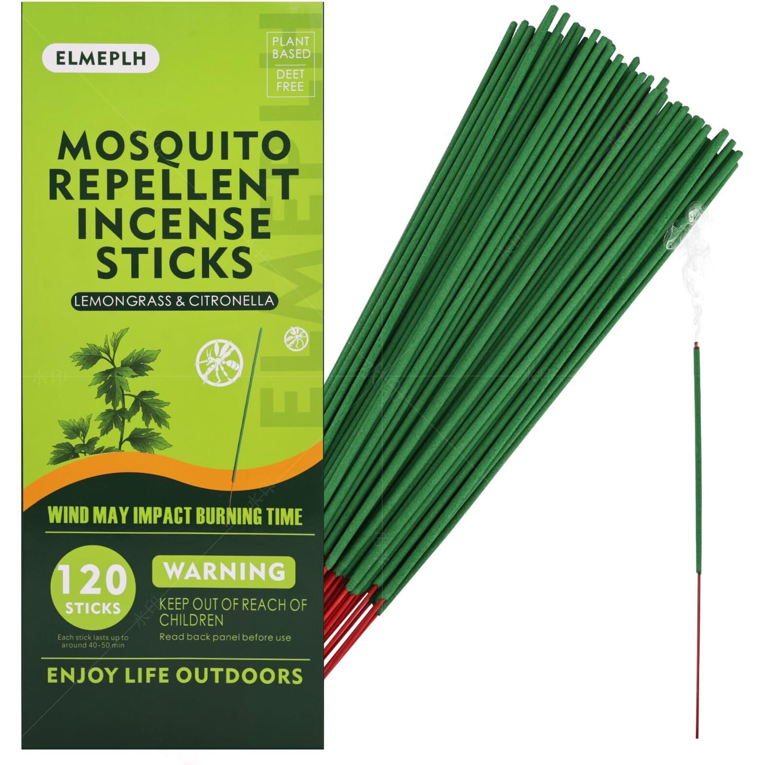 120 Pcs Mosquito Repellent Incense Sticks Outdoor Patio - Deet Free - Lemongrass Oil - Natural Citronella Incense Sticks For Camping, Patio, Hiking,Etc