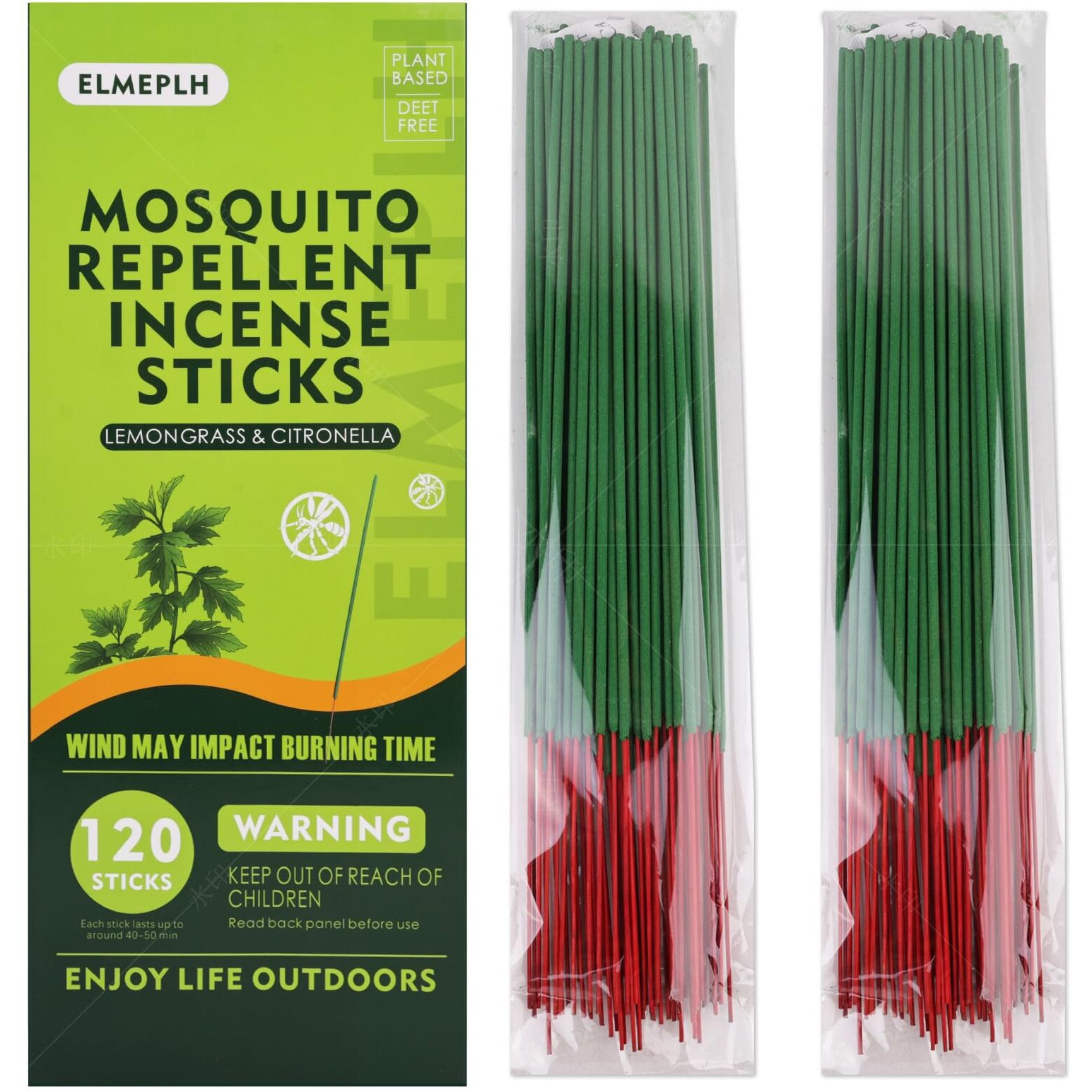 120 Pcs Mosquito Repellent Incense Sticks Outdoor Patio - Deet Free - Lemongrass Oil - Natural Citronella Incense Sticks For Camping, Patio, Hiking,Etc