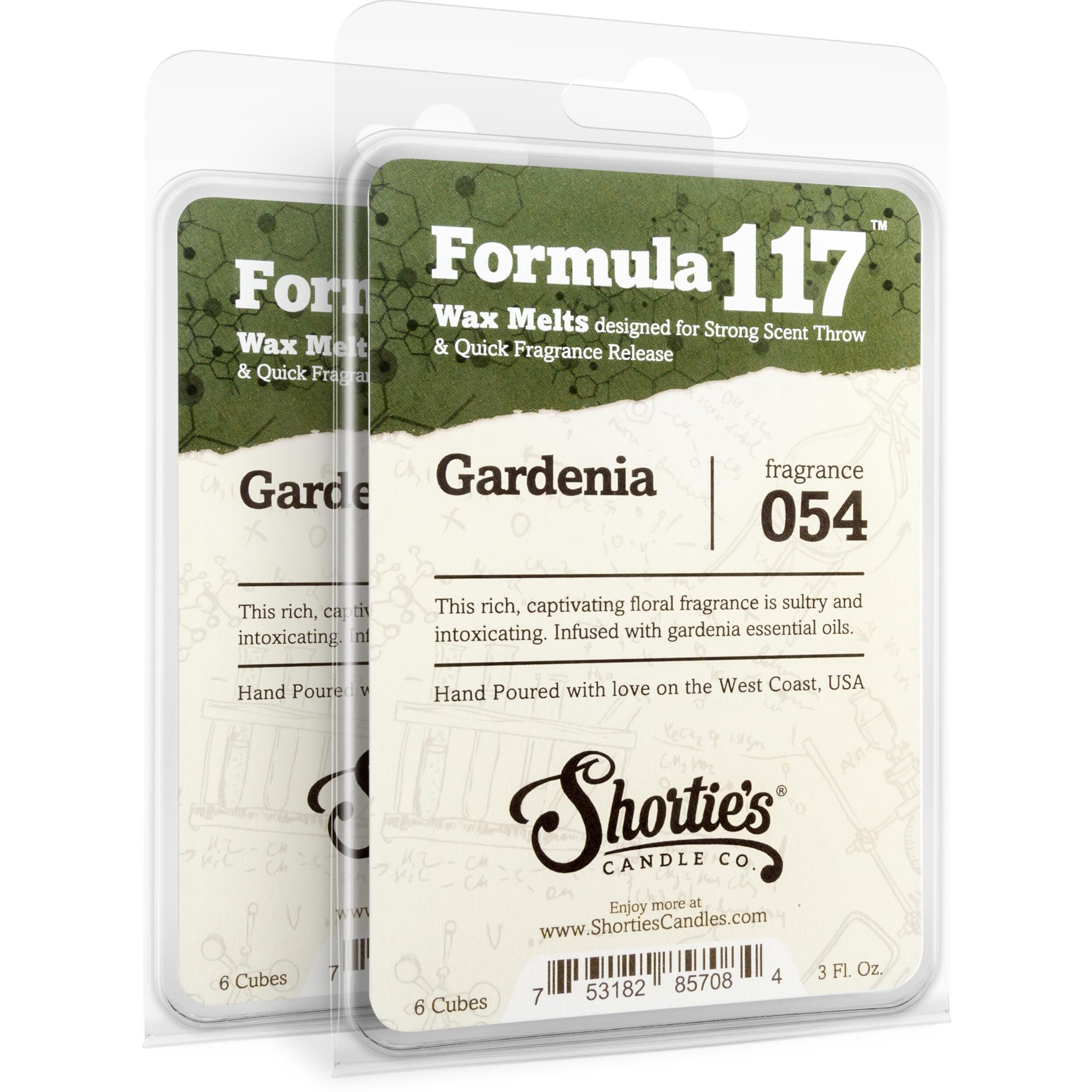 Shortie's Candle Company Pure Gardenia Wax Melts Multi Pack - Formula 117-2 Highly Scented 3 Oz. Bars - Made With Essential & Natural Oils - Flower & Floral Warmer Wax Cubes