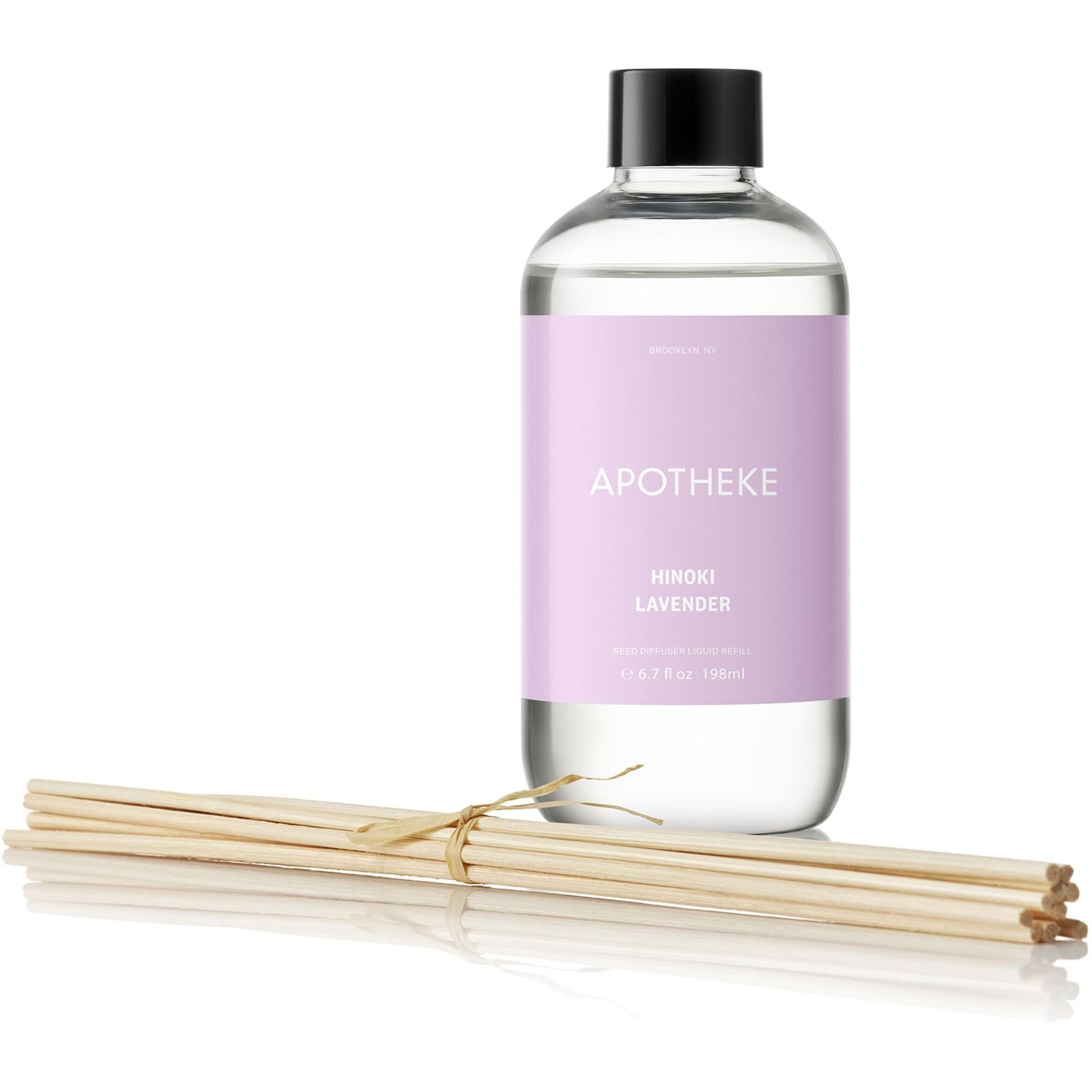 Apotheke Luxury Scented Oil Reed Diffuser Liquid Refill (Hinoki Lavender) - Premium Home Fragrance Diffuser Refill Set With Sticks