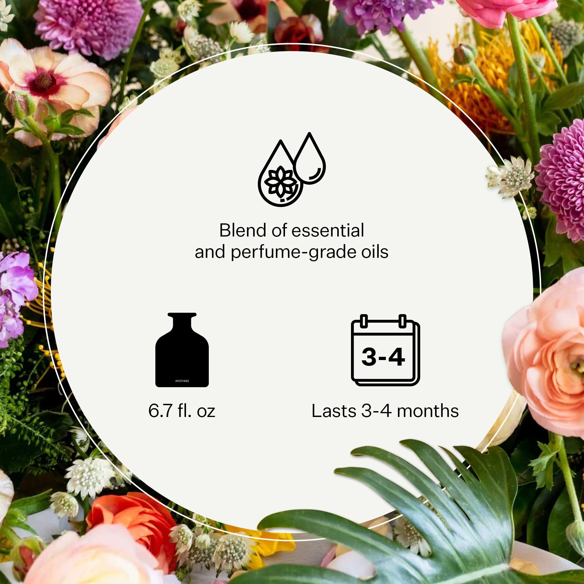 Apotheke Luxury Scented Oil Reed Diffuser Liquid Refill (Hinoki Lavender) - Premium Home Fragrance Diffuser Refill Set With Sticks