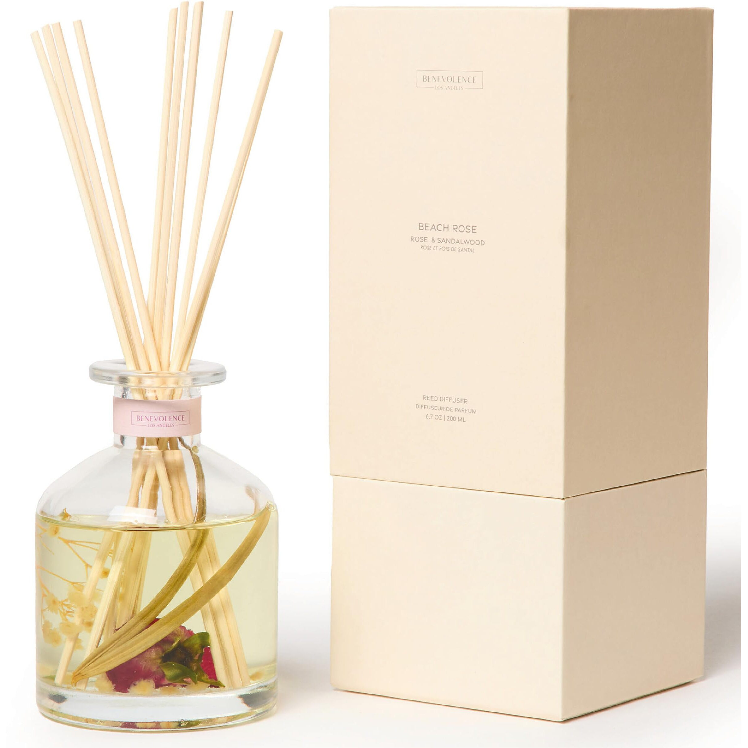 Benevolence La Reed Diffuser, Rose & Sandalwood Scent Diffusers For Home With Oil Diffuser Sticks | Sun-Kissed Collection