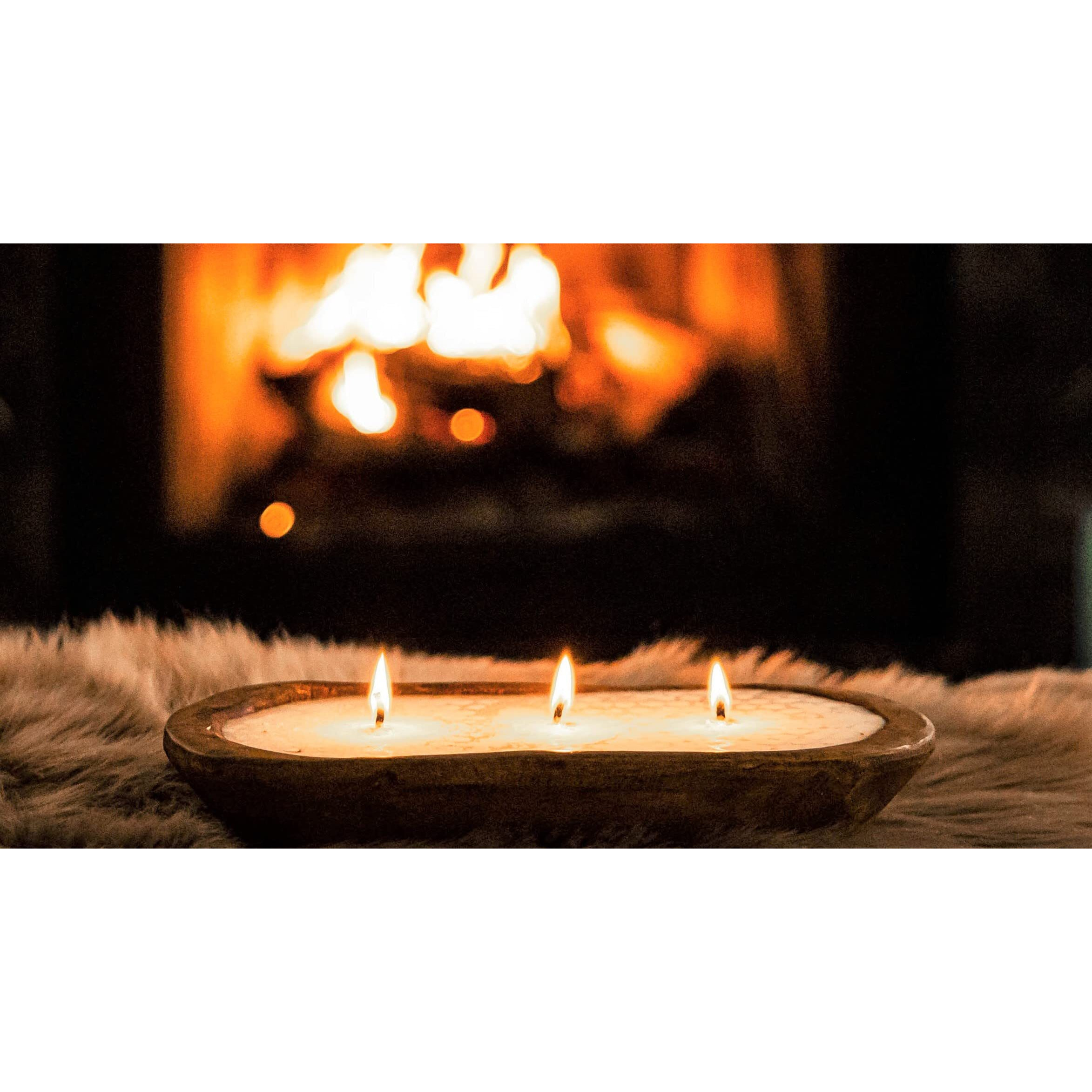 Red Barn Candle Company Wood Dough Bowl Candles | 100% Natural Soy Wax & Essential Oil Infused | Odor Eliminating + Pet Safe | Scented Candle Gifts For Men & Women (Apple Cinnamon, 3-Wick)
