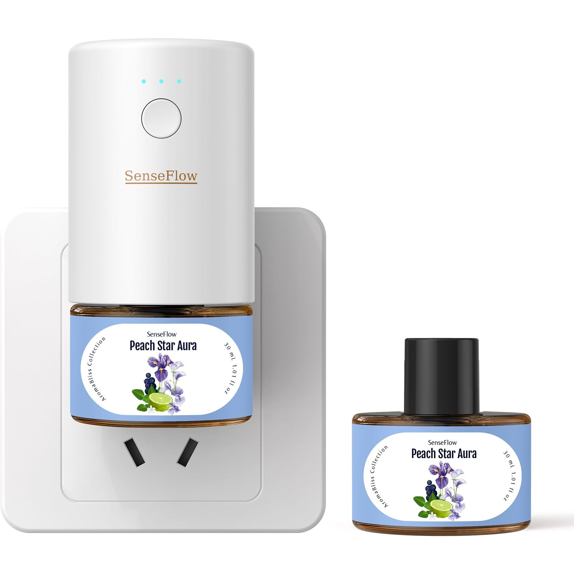 Senseflow Sf101 Waterless Ultrasonic Essential Oil Diffuser-100% Plant-Based,120-Day Natural Air Freshener & Aromatherapy Diffuser For Home,Hotel,Studio-Covers Up To 100-Peach Star Aura