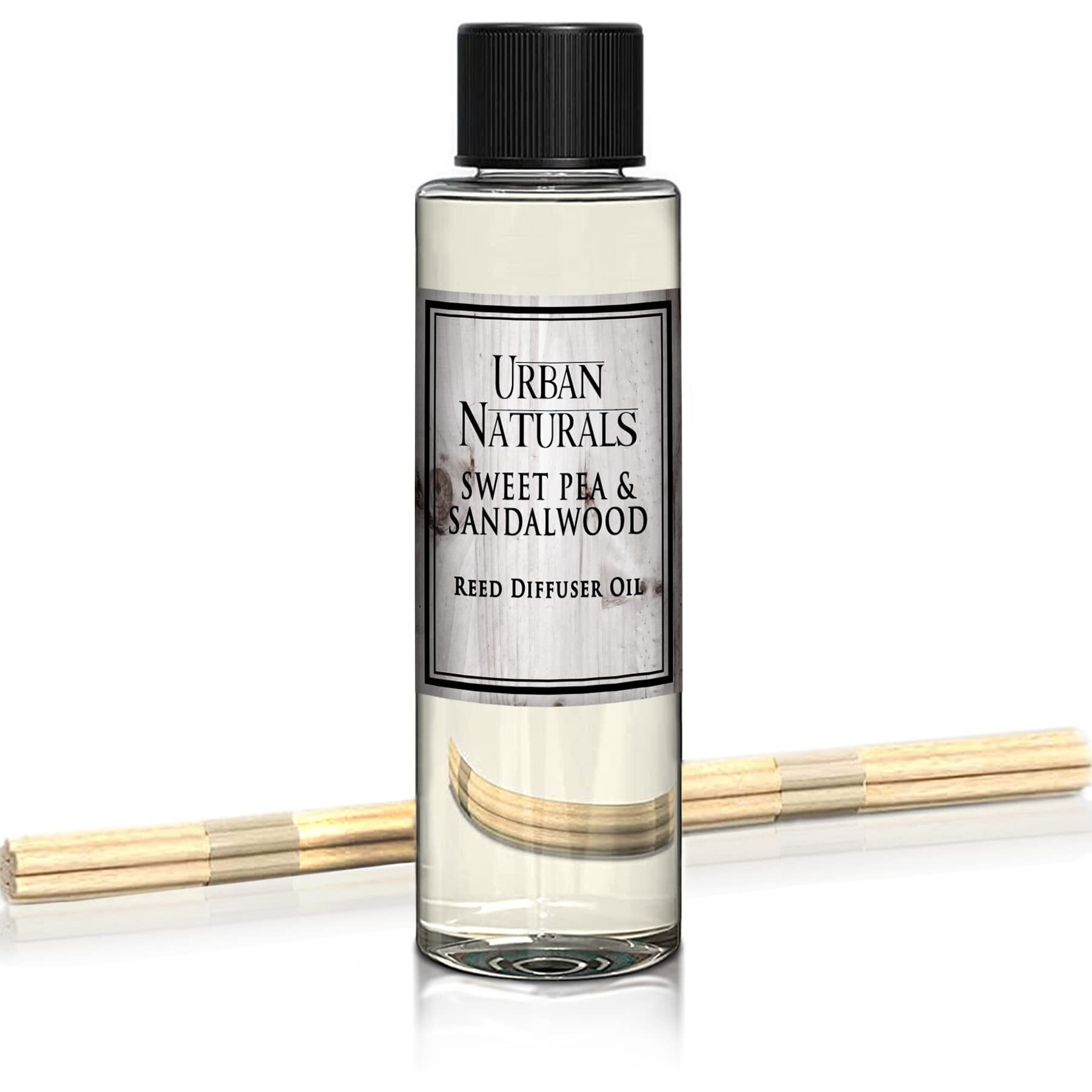 Urban Naturals Reed Diffuser Oil Refill, Sweet Pea & Sandalwood Diffuser Oils With Jasmine, Berries, Sweet Pea, 4 Oz + Free Reed Sticks, Made In The Usa
