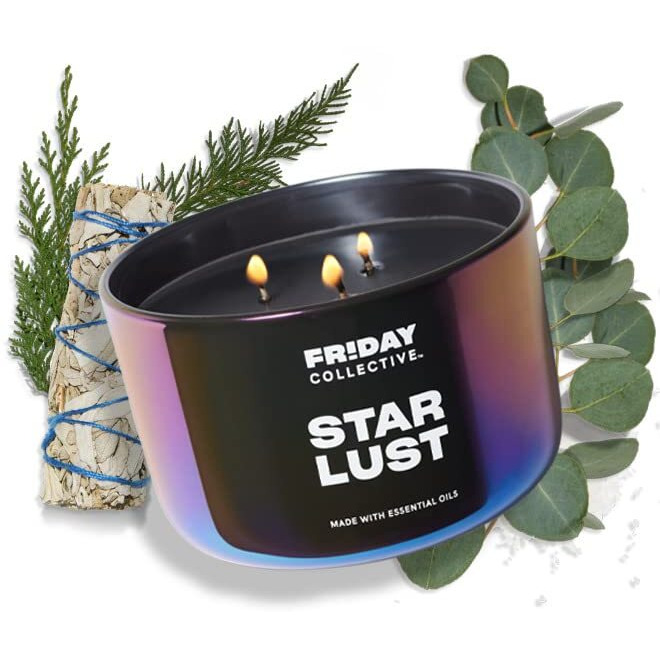 Friday Collective Star Lust Candle, Fresh & Clean Scented, Made With Essential Oils, 3 Wicks, 13.5 Oz