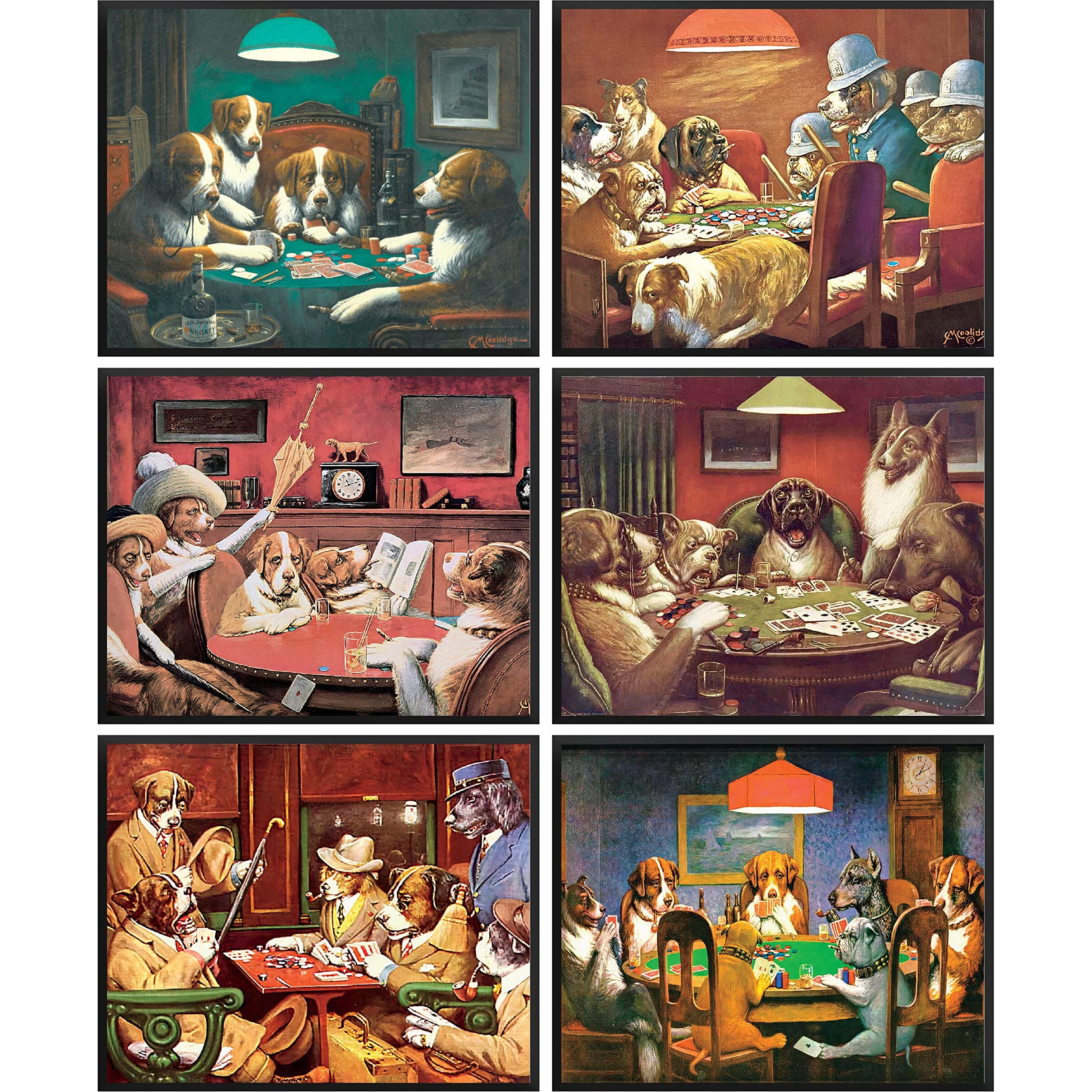 97 Decor Dogs Playing Poker Poster - Dog Poker Pictures Decor, Dog Playing Cards Picture, Cassius Marcellus Coolidge Oil Painting Reproduction, Vintage Dogs Wall Art Print Decorations (8X10 Unframed)