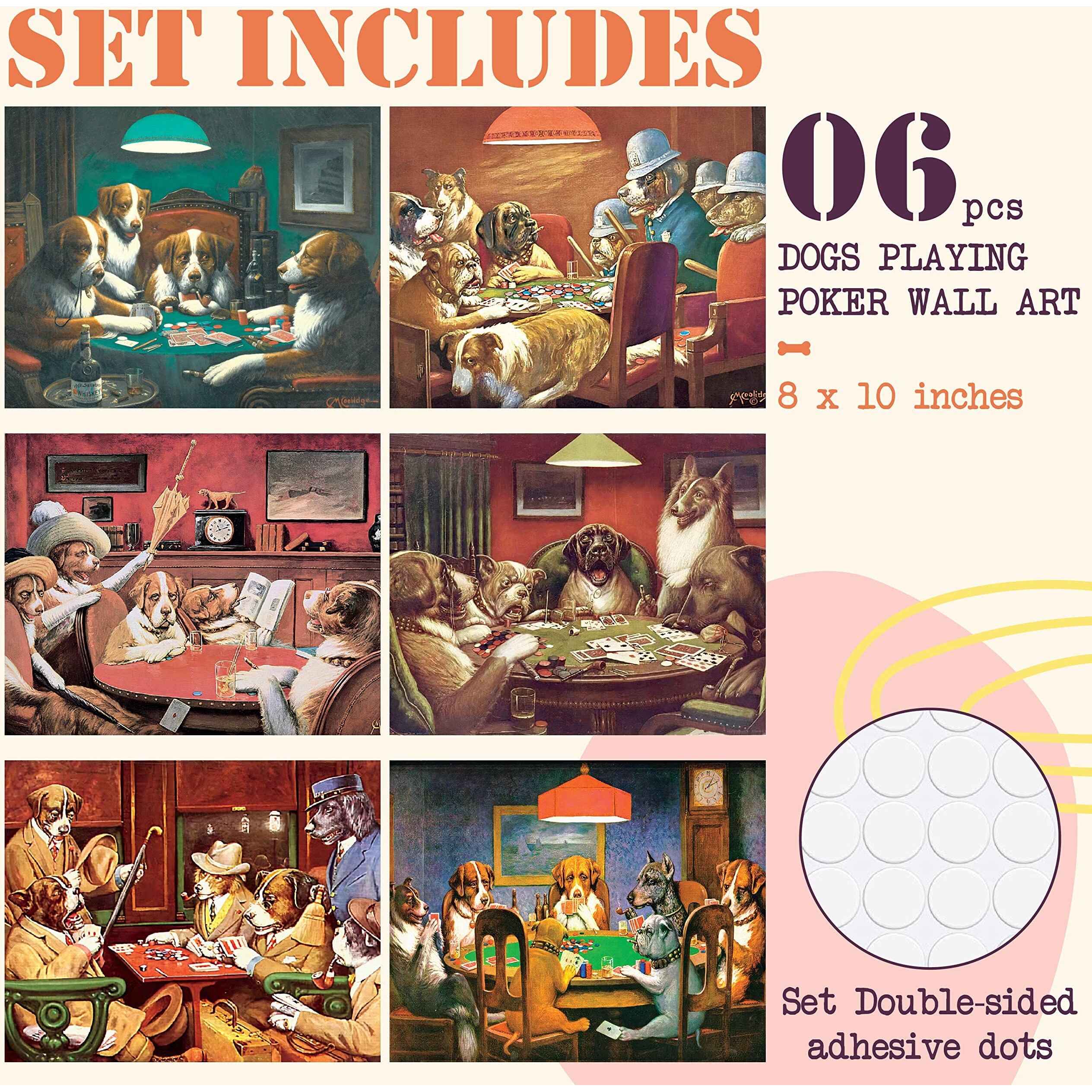 97 Decor Dogs Playing Poker Poster - Dog Poker Pictures Decor, Dog Playing Cards Picture, Cassius Marcellus Coolidge Oil Painting Reproduction, Vintage Dogs Wall Art Print Decorations (8X10 Unframed)