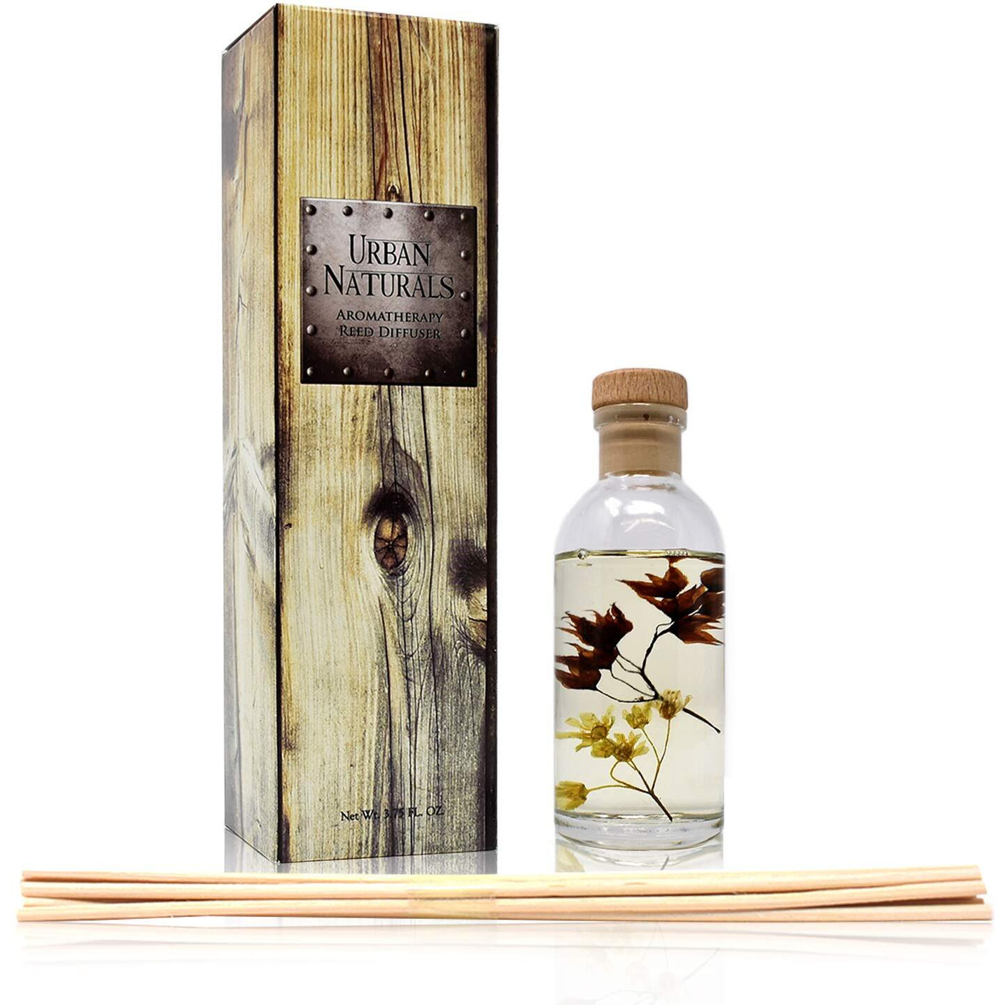 Urban Naturals Vanilla Woods Reed Diffuser Scent Sticks Gift Set | Smoked Vanilla Bean, Tonka Bean, Birchwood & Sandalwood | Light Woodsy Scent Made With Essential Oils & Real Botanical Pieces