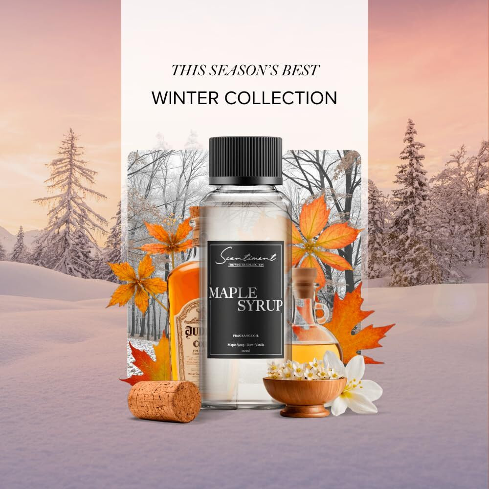 Scentiment Diffuser Oil - Maple Syrup Winter Collection | Aromatherapy Home Fragrance | Luxurious Scent With Notes Of Maple Syrup, Rum, Vanilla (50Ml)