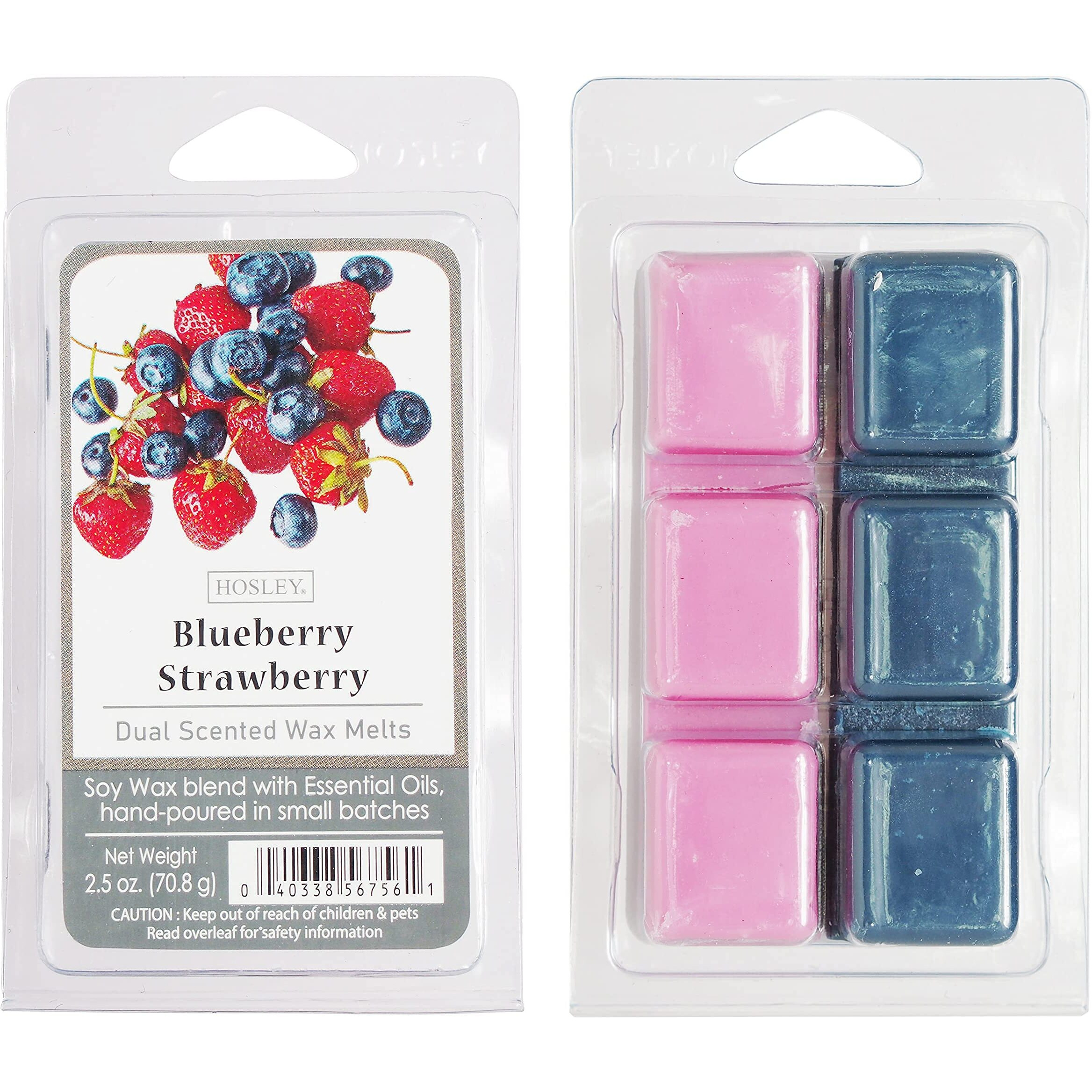 Hosley Set Of 6 Blueberry Strawberry Scented Wax Cubes/Melts - 2.5 Oz Each. Hand Poured Wax Infused With Essential Oils. Bulk Buy. Ideal For Weddings, Spa, Reiki, Meditation Settings