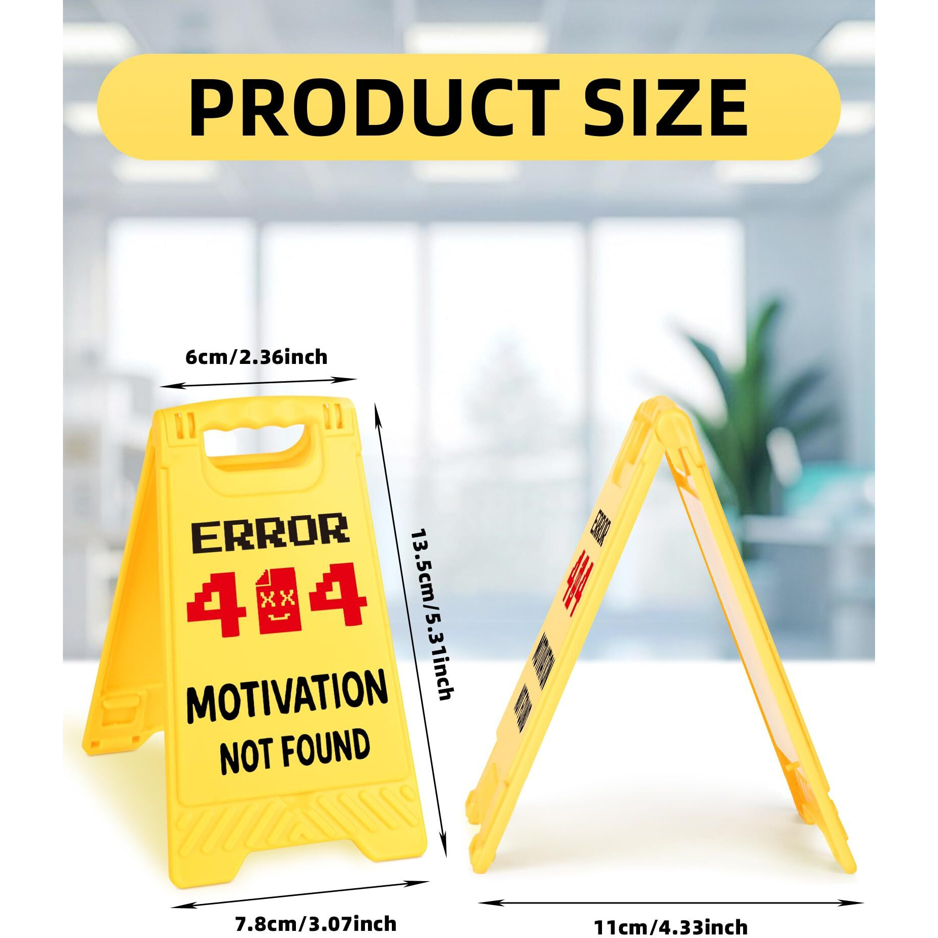 Exuberium Caution Error 404 Funny Office Desk Decor Sign Gifts For Women Coworkers Motivation Not Found Sarcastic Desk Decor Multi-Functional Phone Holder Mirror Table Sign White Elephant Gifts