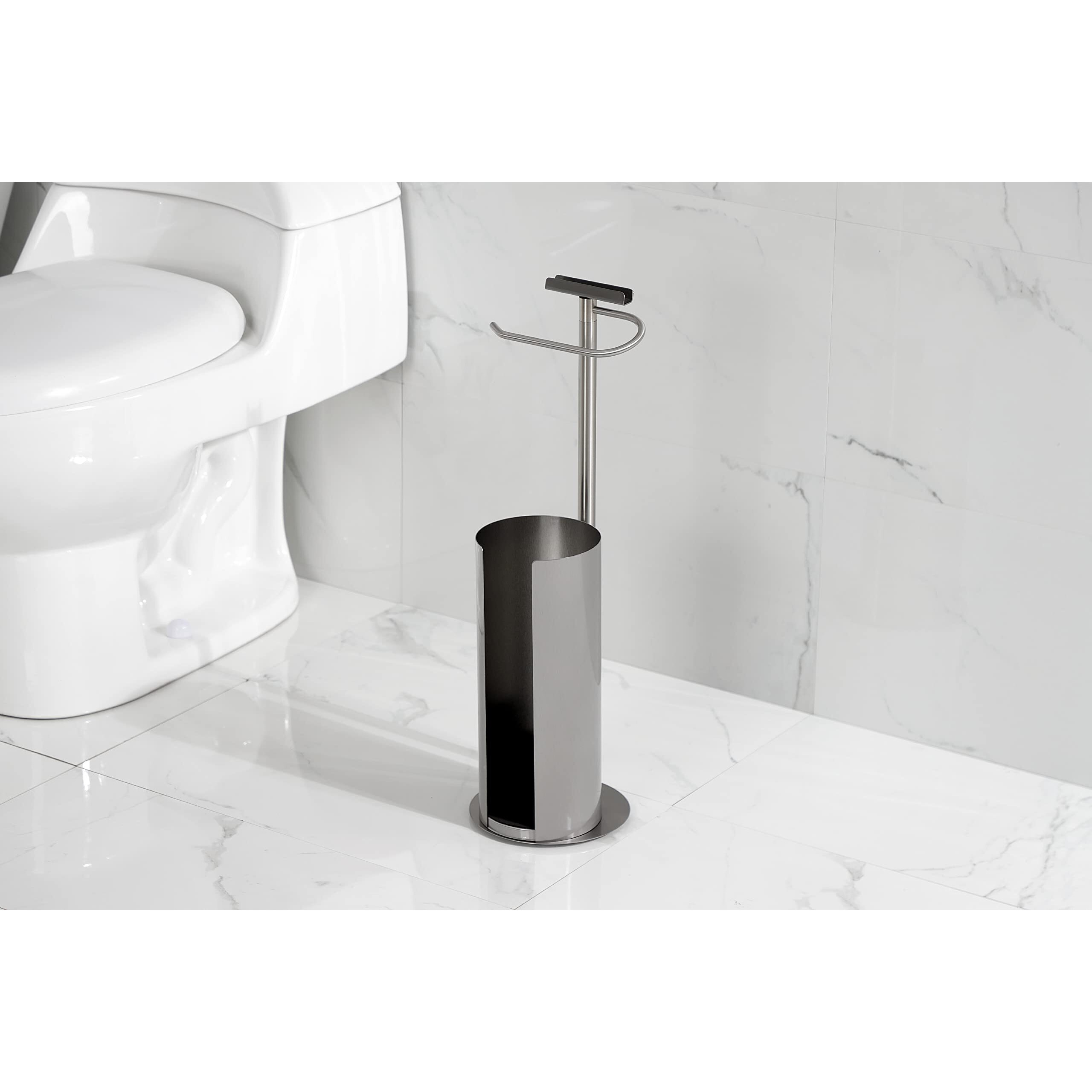 Kingston Brass Cc2038 Continental Freestanding Toilet Paper Holder With Roll Storage And Phone Stand, Brushed Nickel