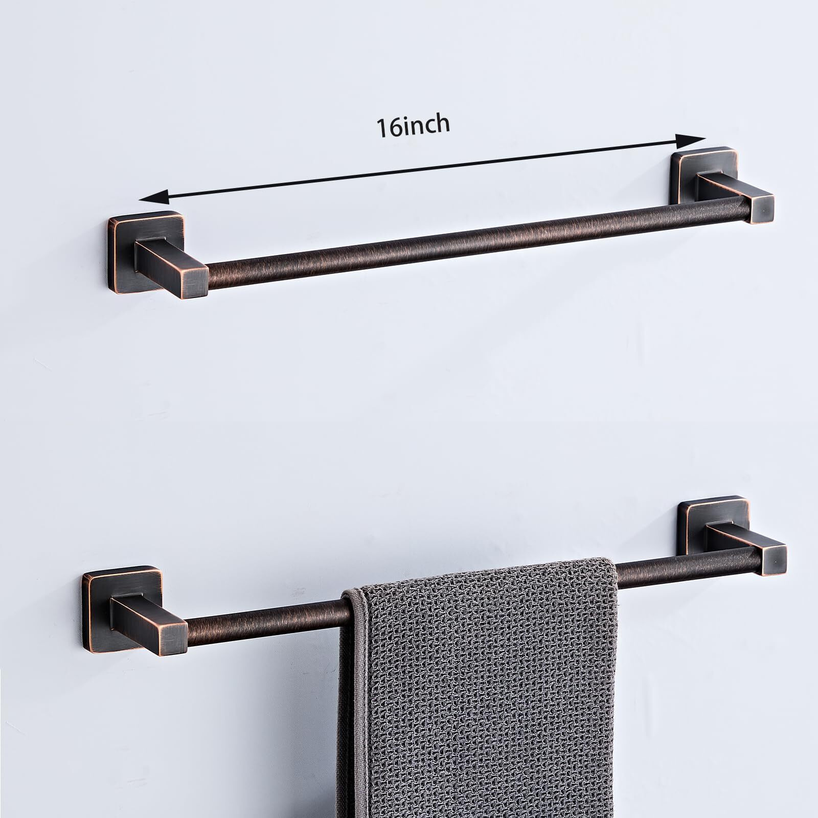 Bathroom Hardware Set 4 Pieces,Oil Rubbed Bronze Towel Bar Set Stainless Steel Wall Mounted, Includes 16In Hand Towel Bar, Towel Ring, Robe Towel Hooks,Toilet Paper Holder, Bathroom Towel Rack Set