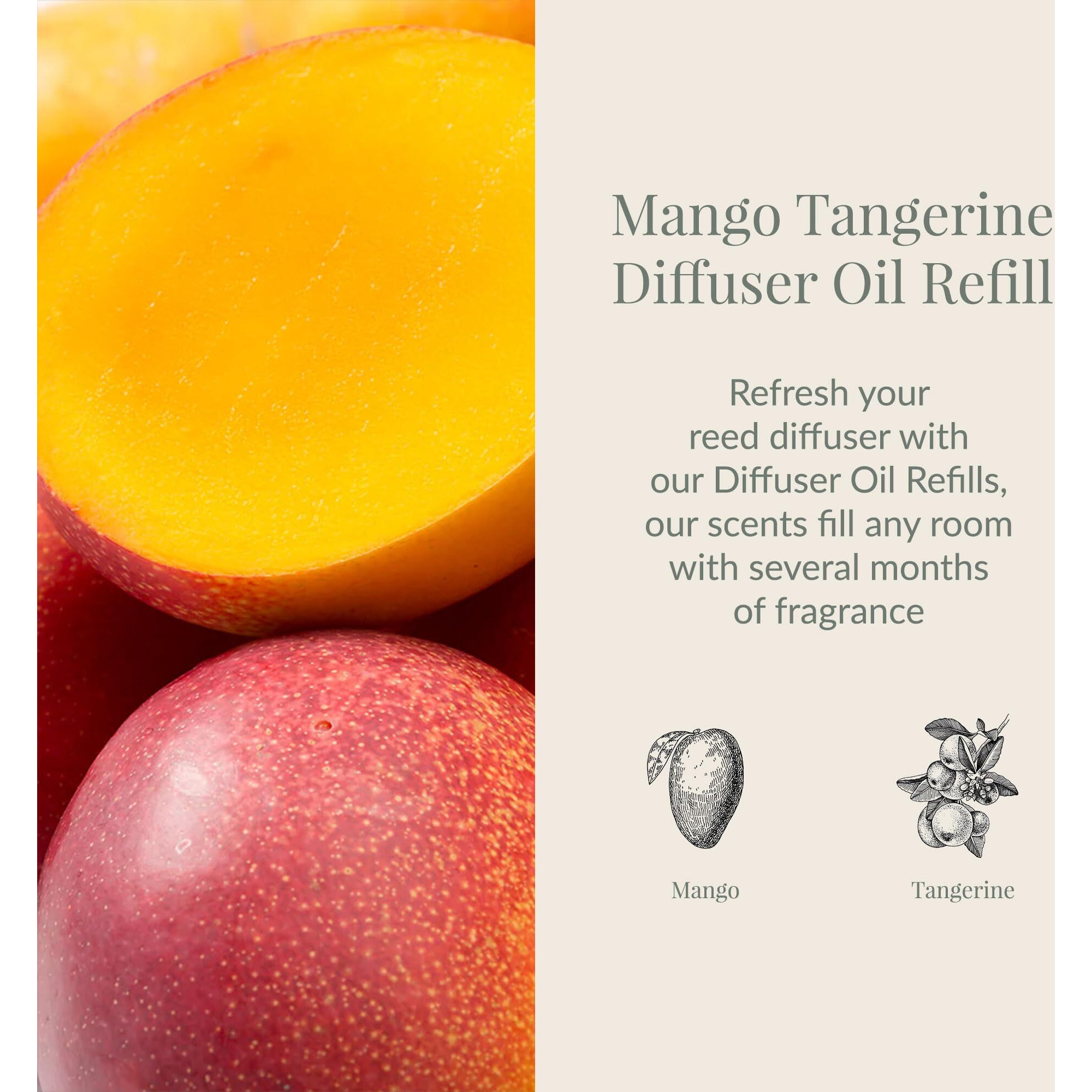 Archipelago Botanicals Mango Tangerine Reed Diffuser Oil Refill, Home Fragrance Oil For Diffuser, Long-Lasting Natural Home Fragrance, Diffuser Oil Scents, 7.85 Fl Oz