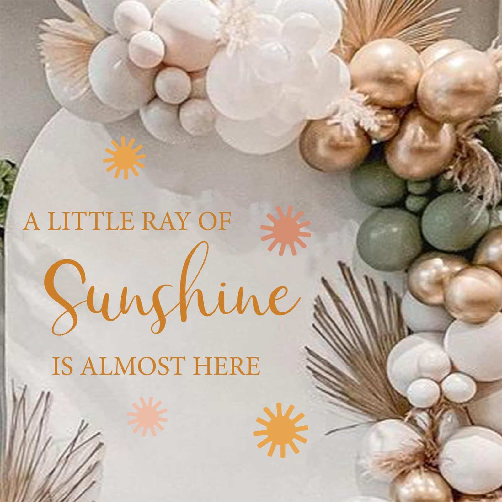 Jarthenaamcs Boho Sun Gender Reveal Party Decal Sign A Little Ray Of Sunshine Is Almost Here Wall Sticker Decal For Baby Shower Balloon Arch Backdrop Wall Decor