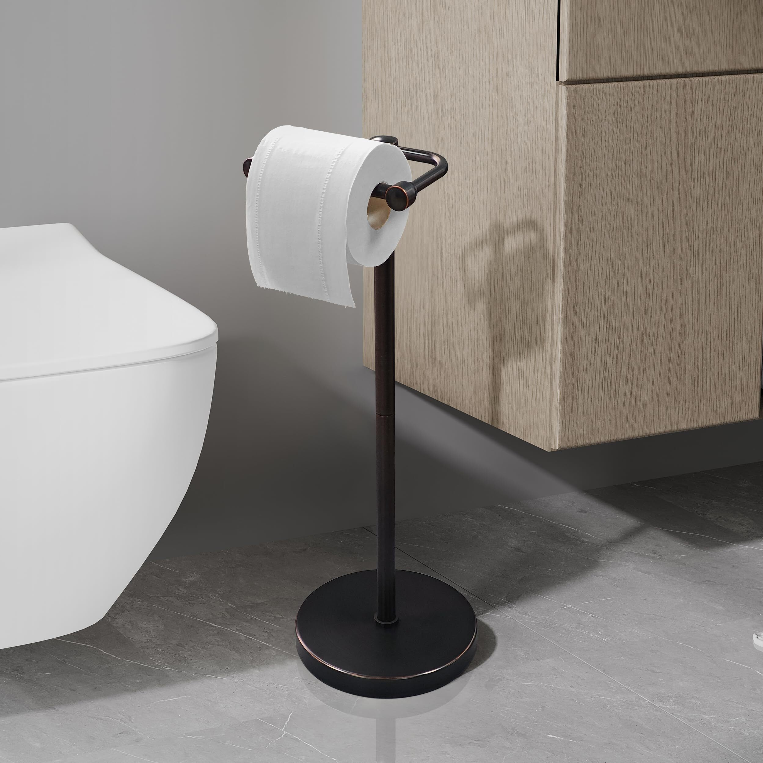 Rarxtr Toilet Paper Holder Stand, Post Pivoting Design Free Standing Toilet Paper Holder, Sus304 Stainless Steel Toilet Paper Roll Holder, Heavy Stable Base (Oil Rubbed Bronze)