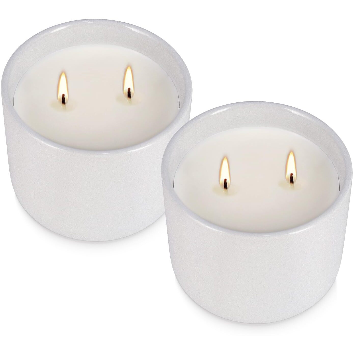 Wfmolcand 2-Pack Citronella Candles In White Ceramic Jars - 2 Cotton Wicks, Citronella Oil With Elegant White Pillar Design Perfect For Outside Patio, Camping & Garden, Summer Gifts For Indoor Home