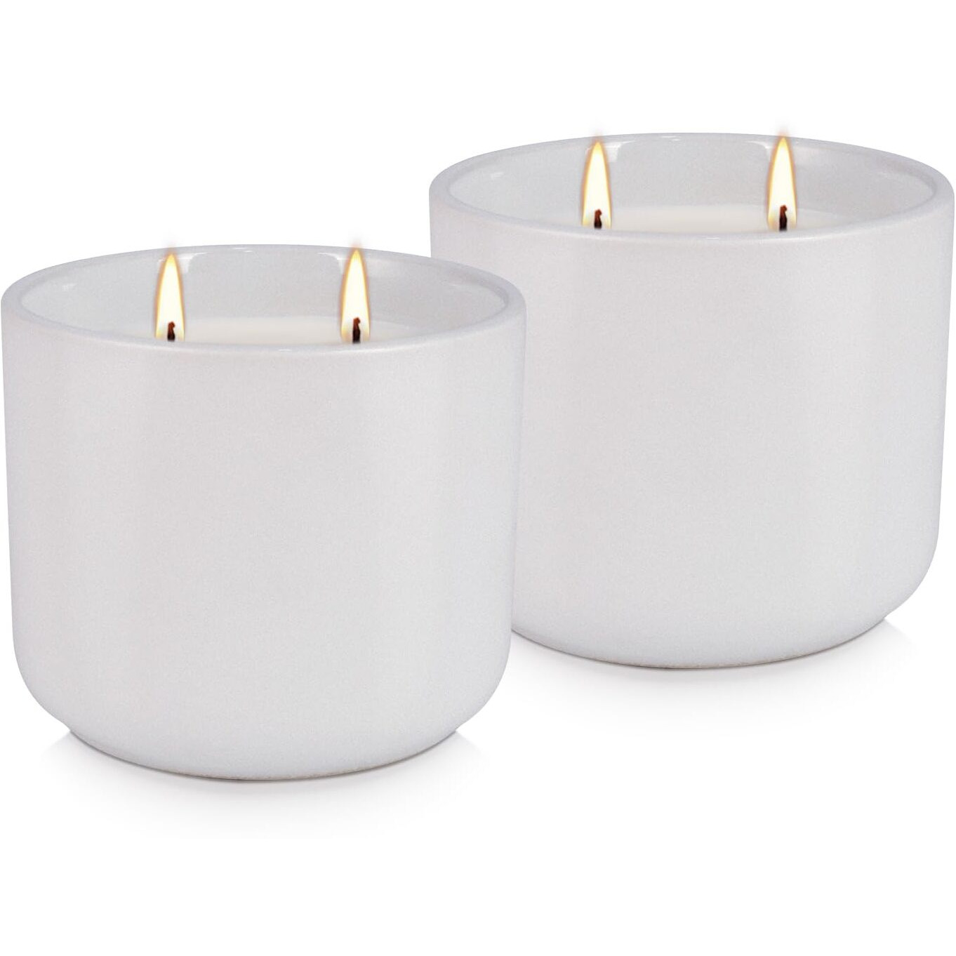 Wfmolcand 2-Pack Citronella Candles In White Ceramic Jars - 2 Cotton Wicks, Citronella Oil With Elegant White Pillar Design Perfect For Outside Patio, Camping & Garden, Summer Gifts For Indoor Home