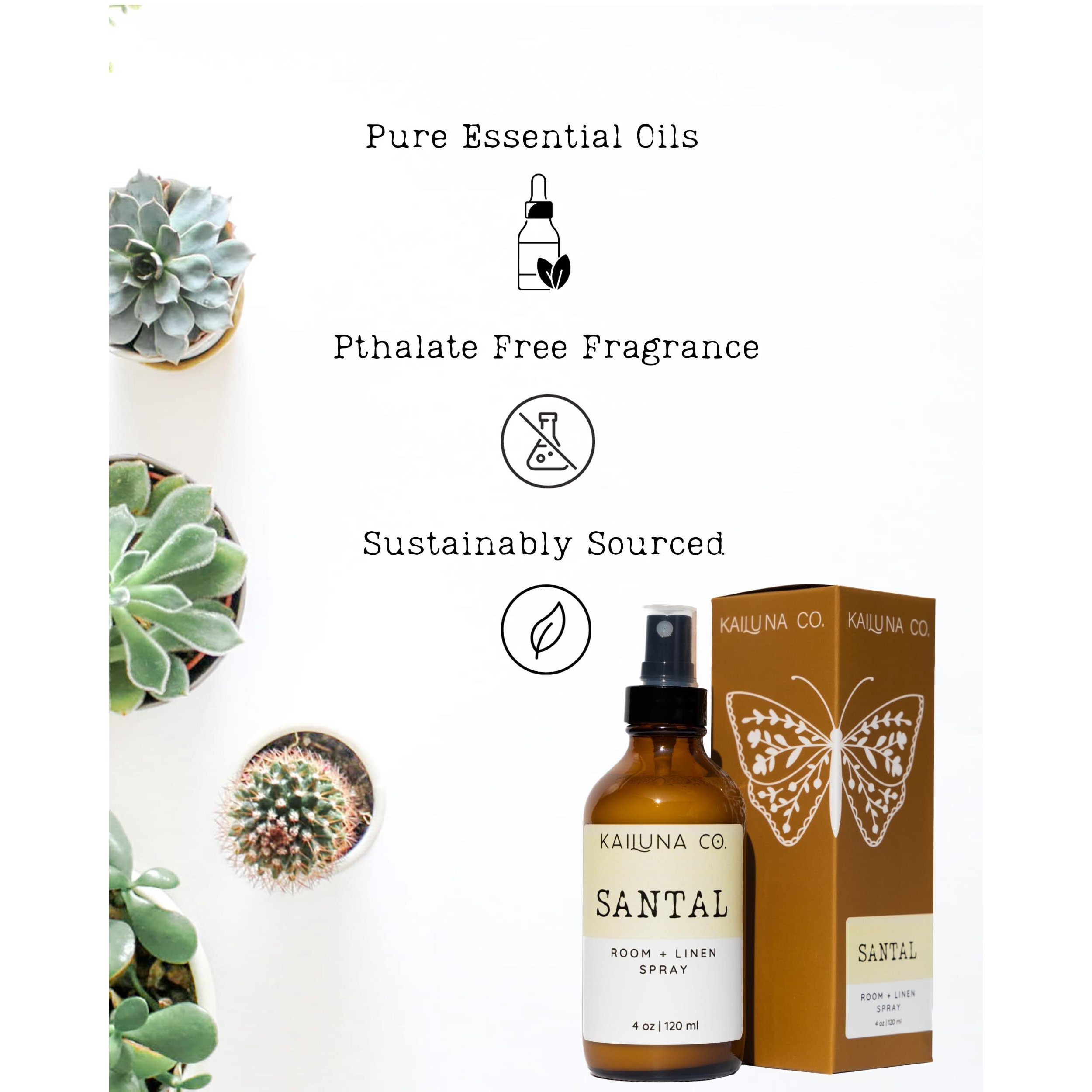 Kailuna Co. Santal Artisan Natural Room And Linen Spray With Pure Essential And Fragrance Oils, Made In California (4 Oz), 33