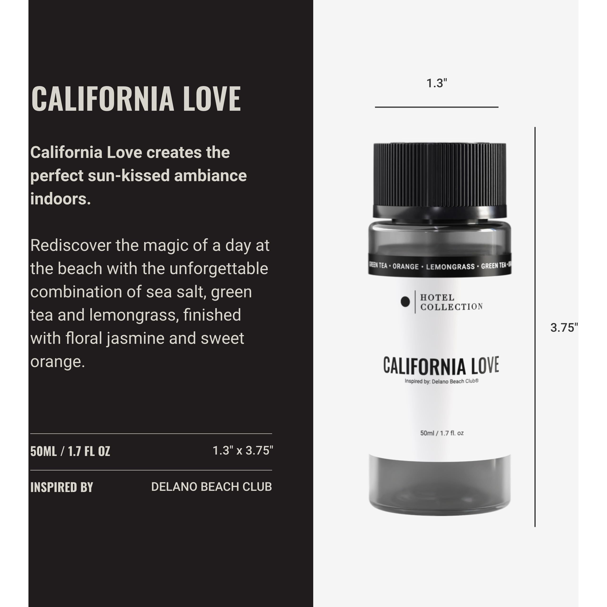 Hotel Collection | California Love Fragrance Oil Blend | Hotel Inspired Luxury Essential Oil Diffuser | Aromatherapy Scent Diffuser Oil | Green Tea, Orange And Lemongrass 1.7 Fl Oz, 50 Ml