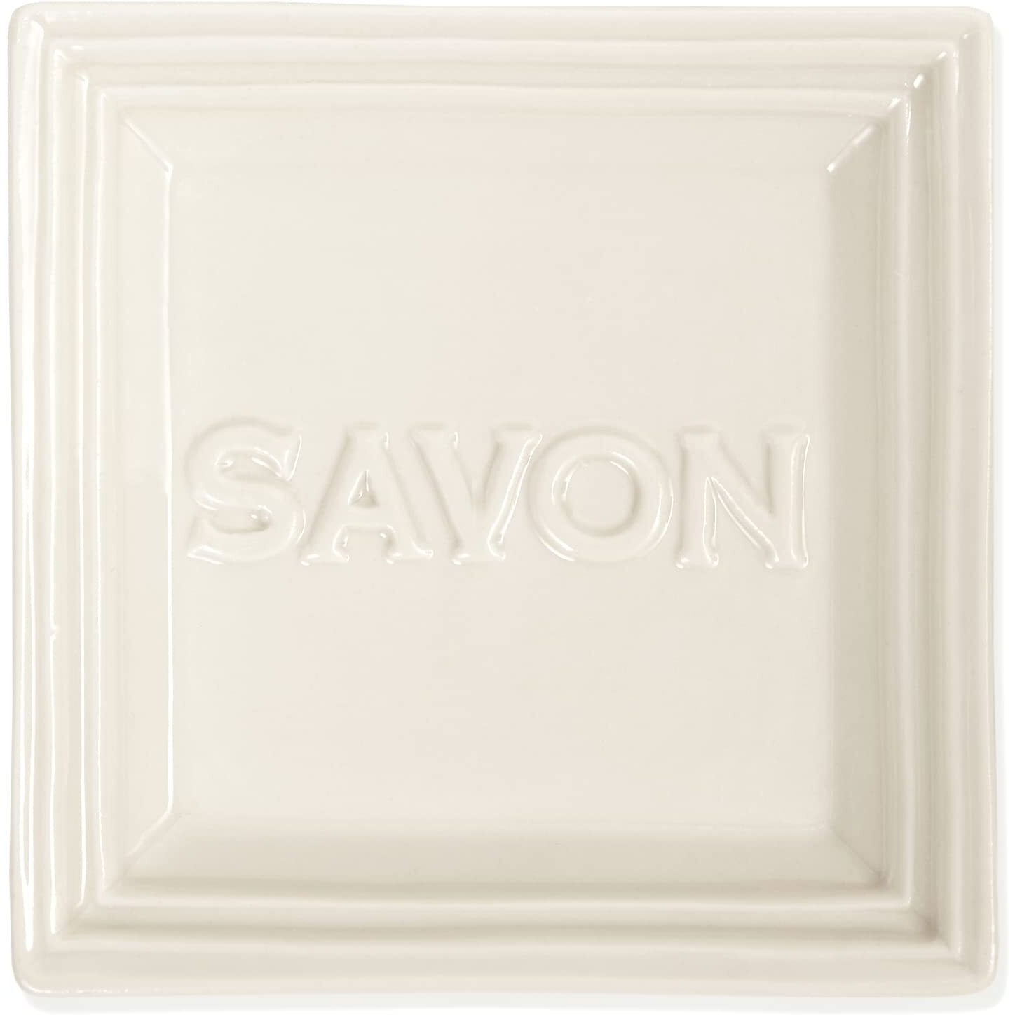 Pre De Provence Marseille Olive Oil Ceramic Soap Dish, Keeps Bar Dry And Protects Countertops, 4.3"" Square
