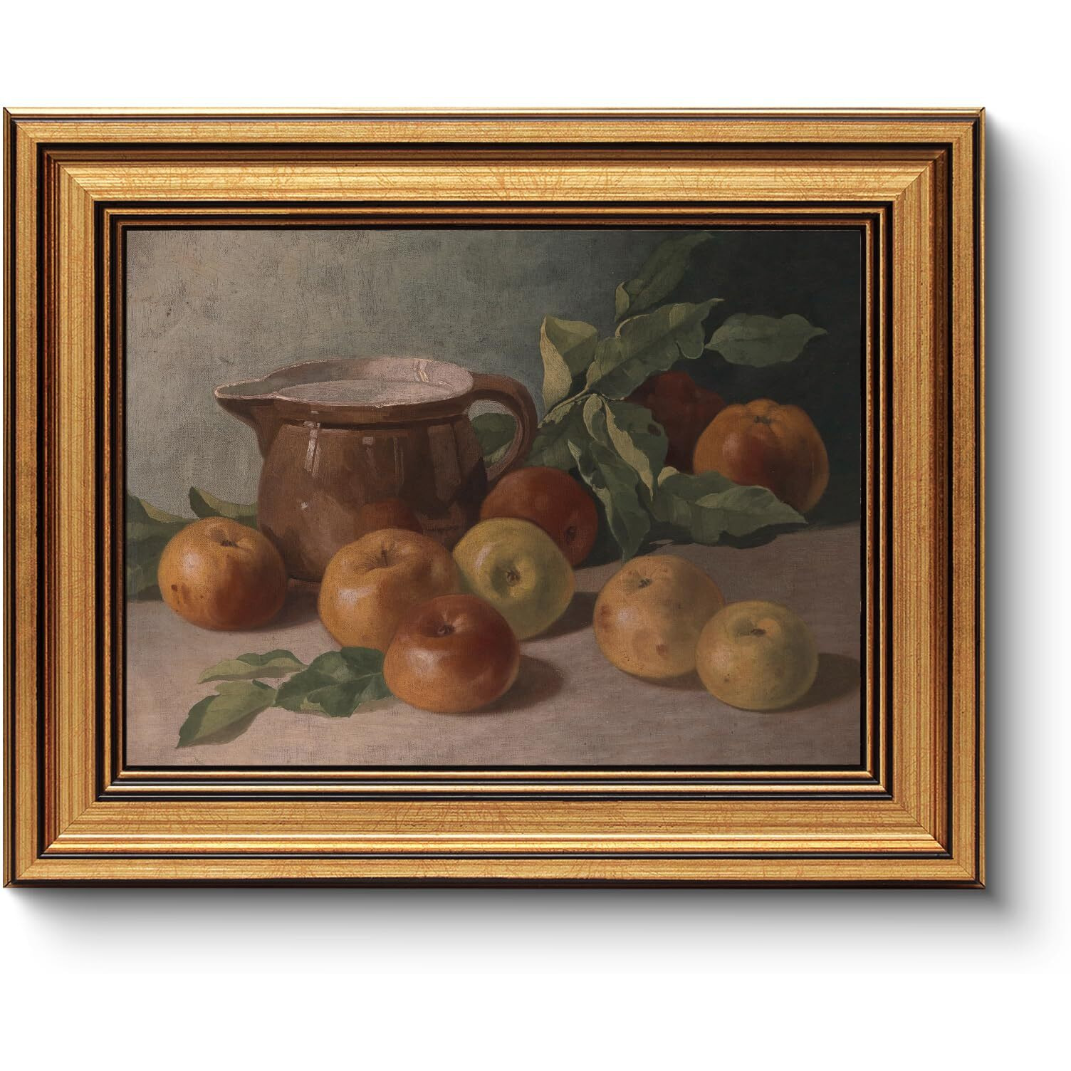 Huarcey Gold Framed Vintage Wall Art For Living Room Harvest Apples Still Life Oil Painting Artwork Shelf Decor Abstract Picture Canvas Print Farmhouse Fruit Wall Decor Bedroom Kitchen Bathroom 8"&quotX10""