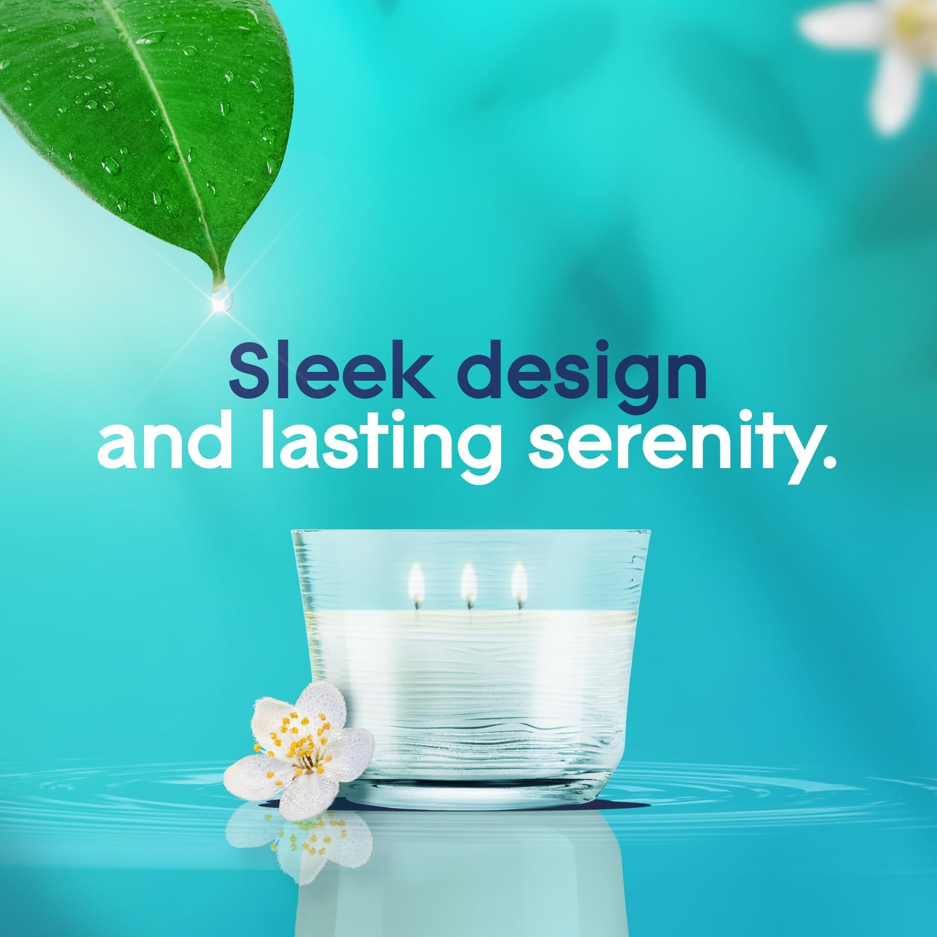 Glade 3-Wick Scented Candle Jar, Dewdrop Petals, Air Freshener Infused With Essential Oils, 6.8 Oz, 3 Count