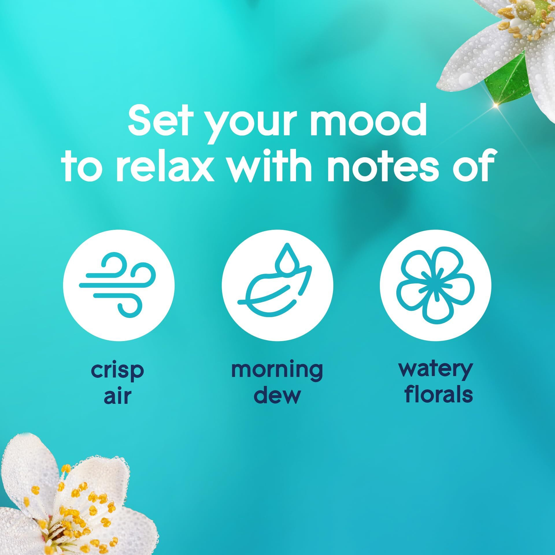 Glade 3-Wick Scented Candle Jar, Dewdrop Petals, Air Freshener Infused With Essential Oils, 6.8 Oz, 3 Count