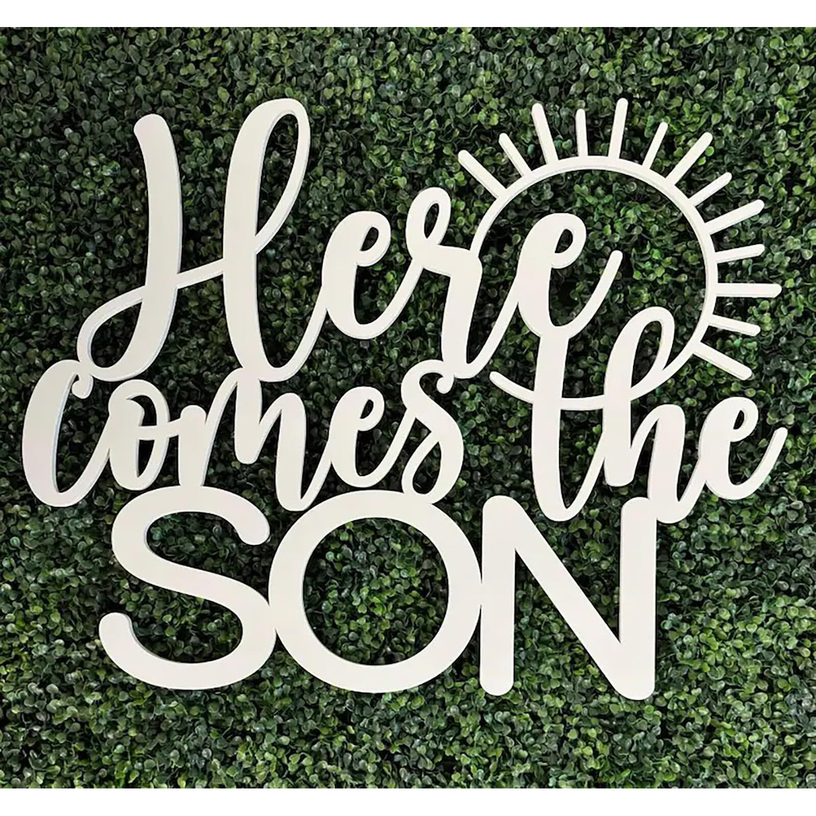 Here Comes The Son Sign For Backdrop,Wooden Sunshine Sun Baby Shower Sign For Gender Reveal Baby Shower Birthday Party Decor Supplies